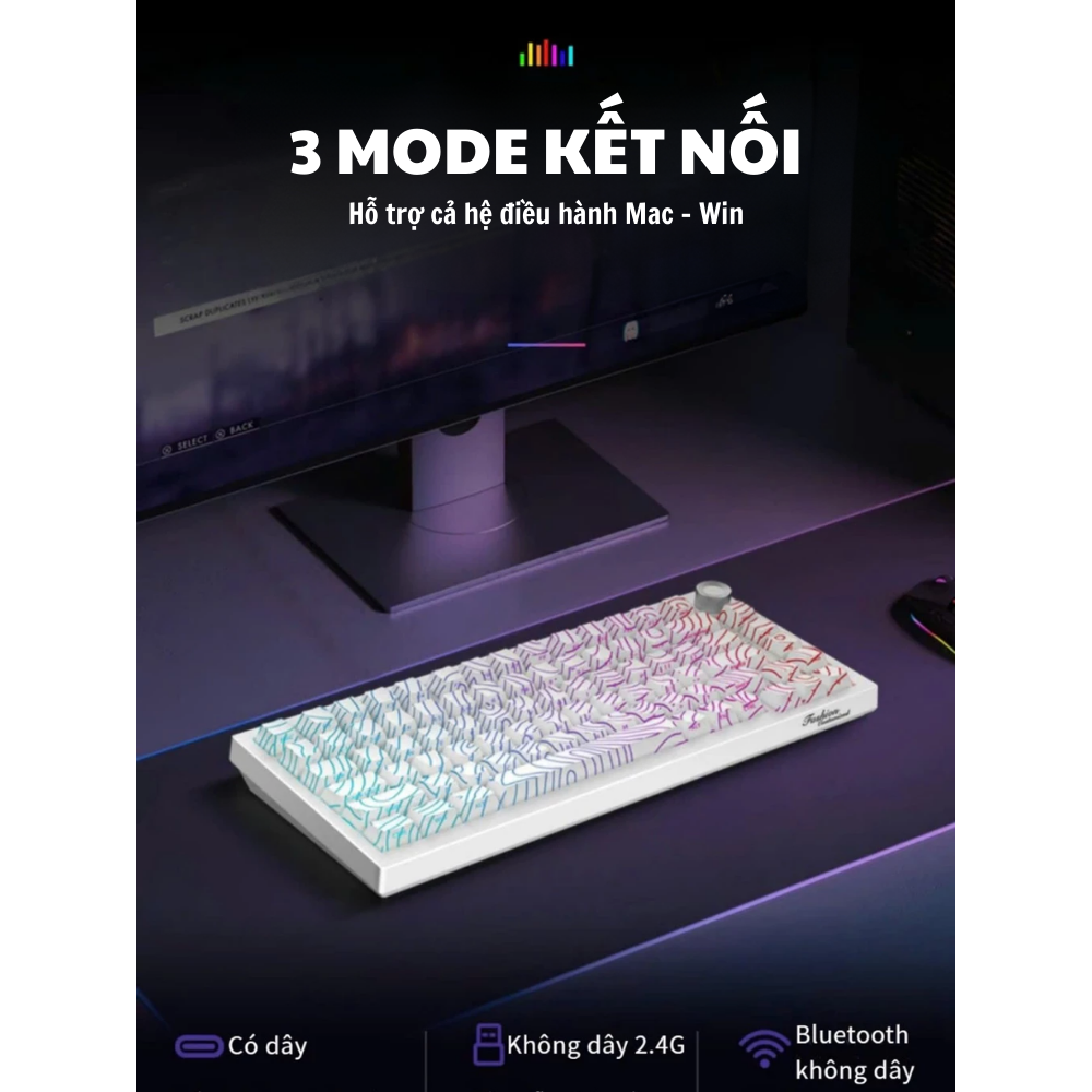 Bàn phím cơ Atas K81 không dây 3 mode - Mạch Xuôi - Hỗ trợ hotswap 5 ...