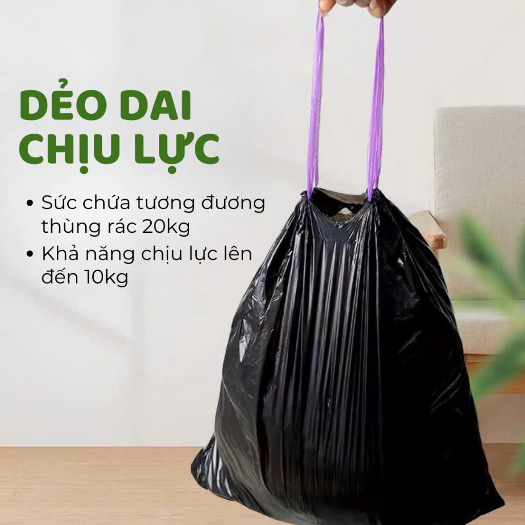 Túi bóng đen đựng rác có dây rút TACHI STORE bao đựng rác tự phân hủy ...