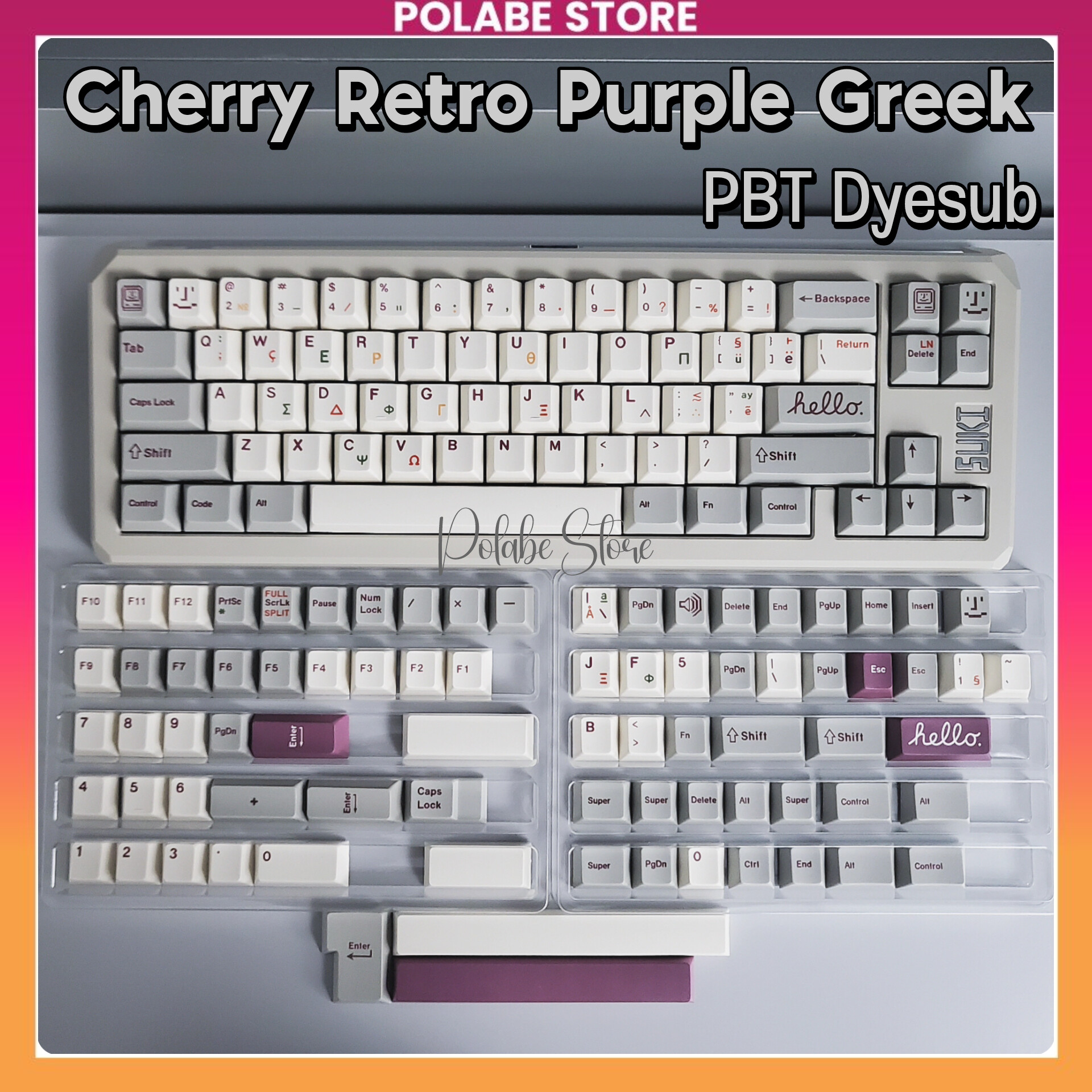 Keycap Retro Purple Greek Cherry profile PBT Dyesub Keycap cổ điển XMI ...