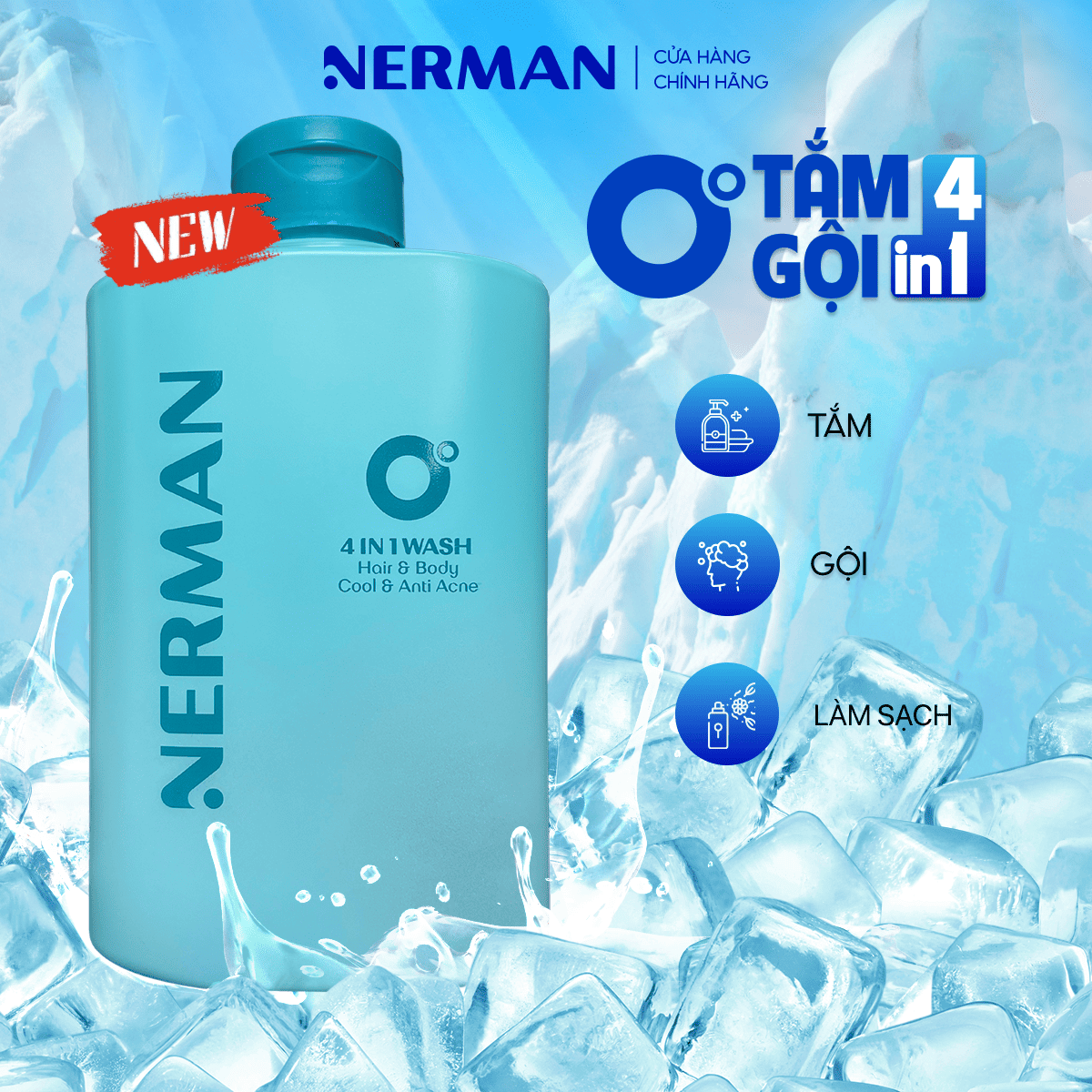 Sữa tắm gội hương nước hoa NERMAN 0 Độ 4in1 330ml Dưỡng Body Dưỡng thể ...