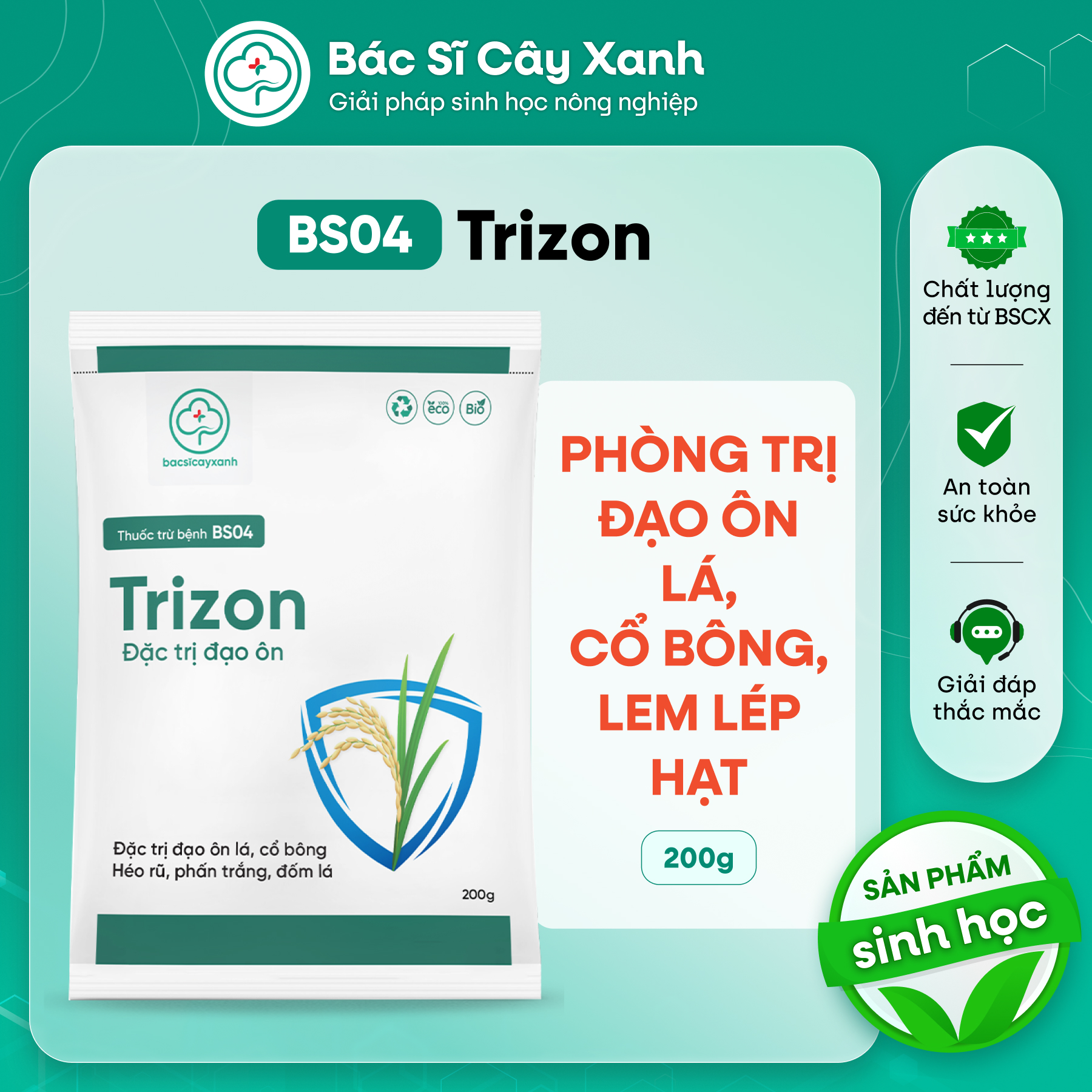 Phòng Trị Đạo Ôn Lá Cổ Bông Trên Lúa BS04 Trizon 100g 200g - Lem Lép ...