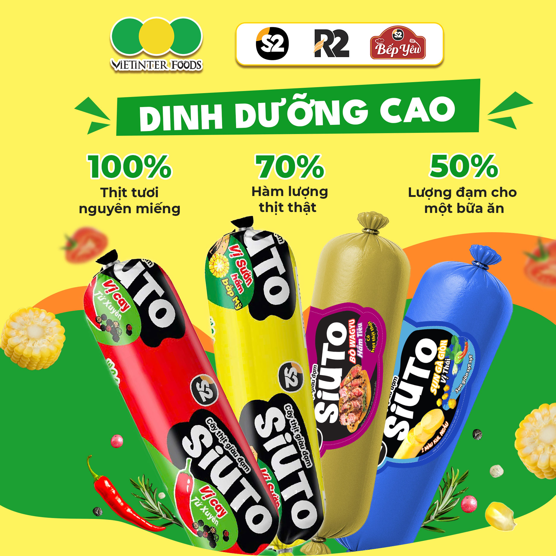[Tặng 1 Gói 105g] COMBO 4 Xúc Xích Siêu To Giàu Đạm Thơm Ngon S2 Siuto ...