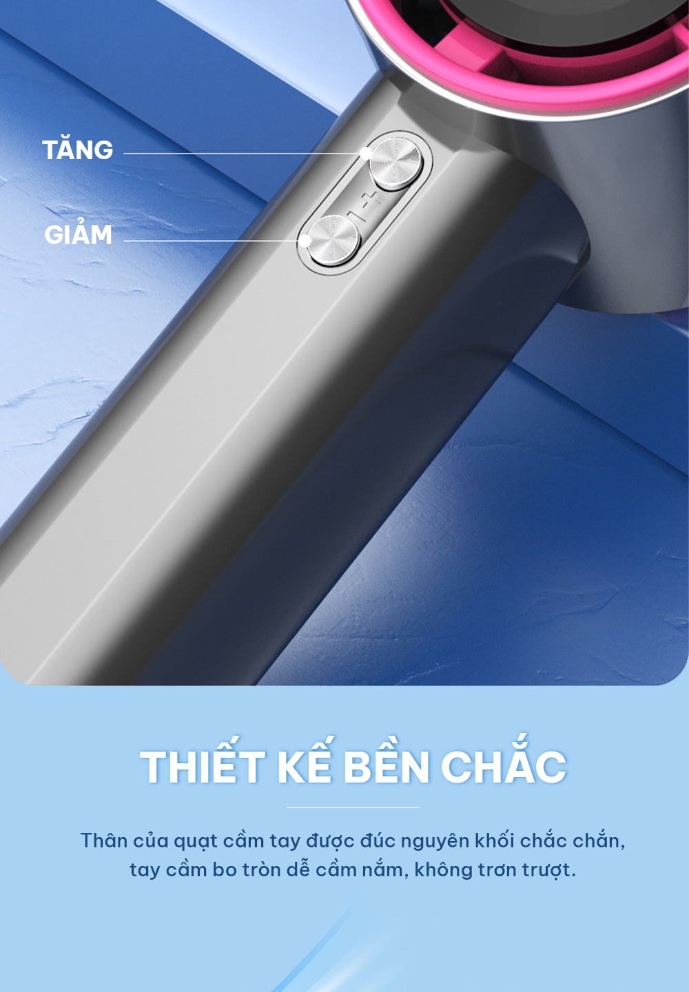 Quạt cầm tay Camy Super Turbo máy quạt tích điện mini 100 tốc độ gió 4000mAh màn hình led BH 6 tháng