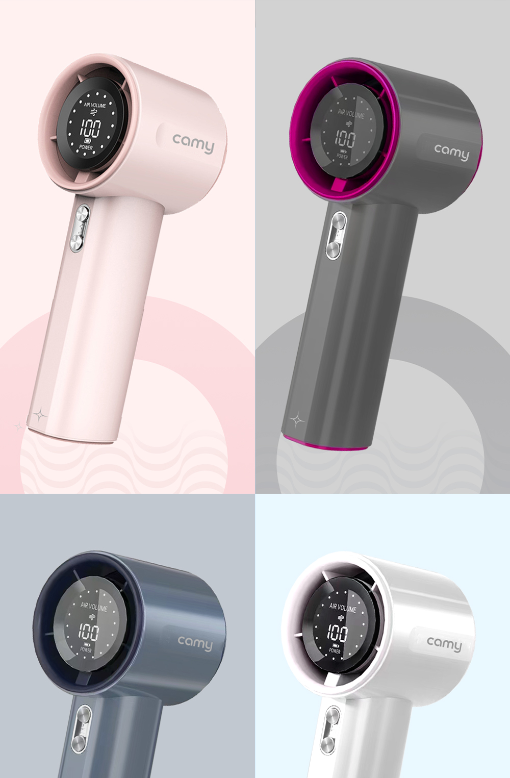 Quạt cầm tay Camy Super Turbo máy quạt tích điện mini 100 tốc độ gió 4000mAh màn hình led BH 6 tháng
