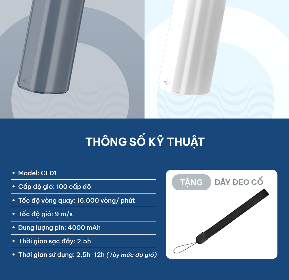Quạt cầm tay Camy Super Turbo máy quạt tích điện mini 100 tốc độ gió 4000mAh màn hình led BH 6 tháng