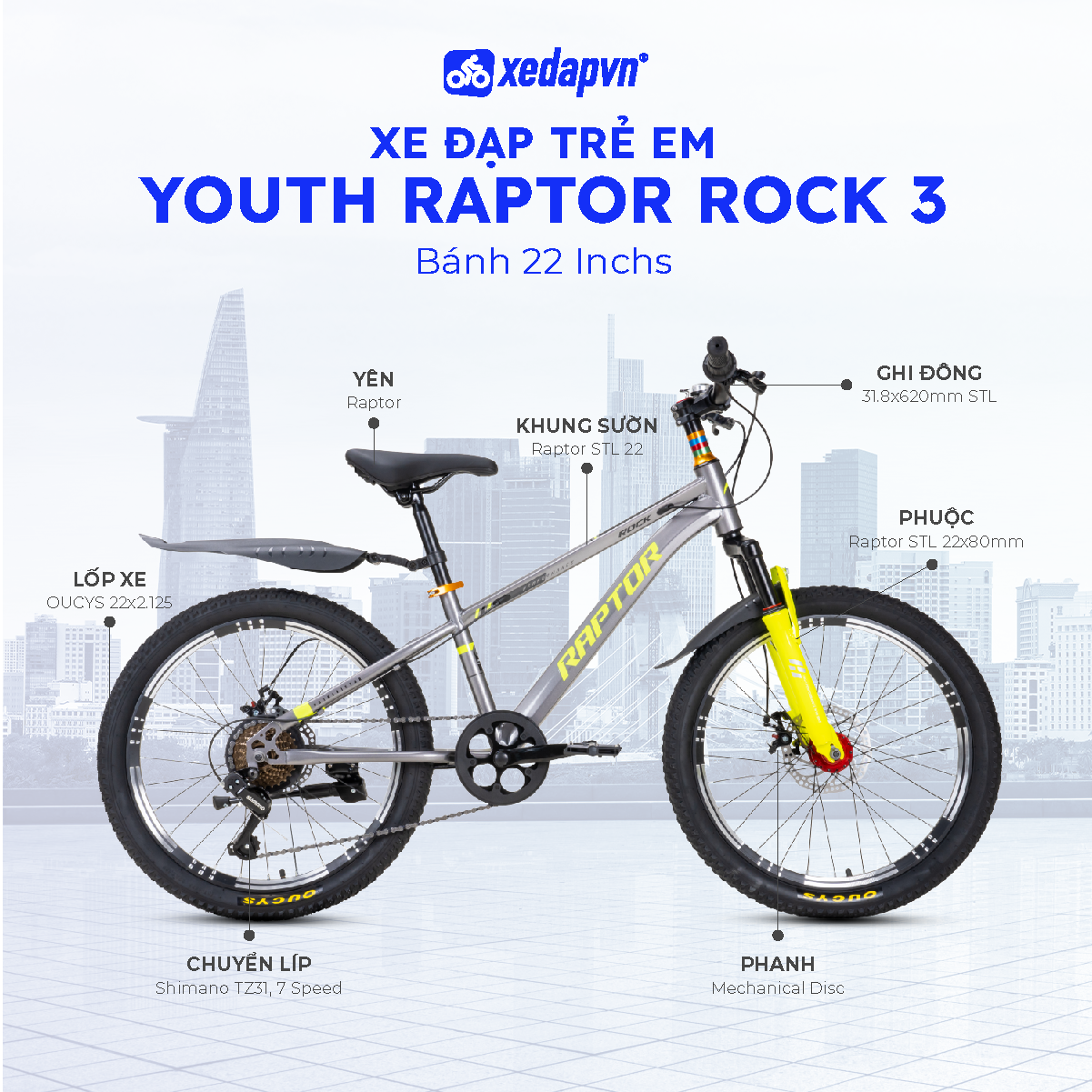 Xe Đạp Trẻ Em RAPTOR ROCK 2/3 – Bánh 20