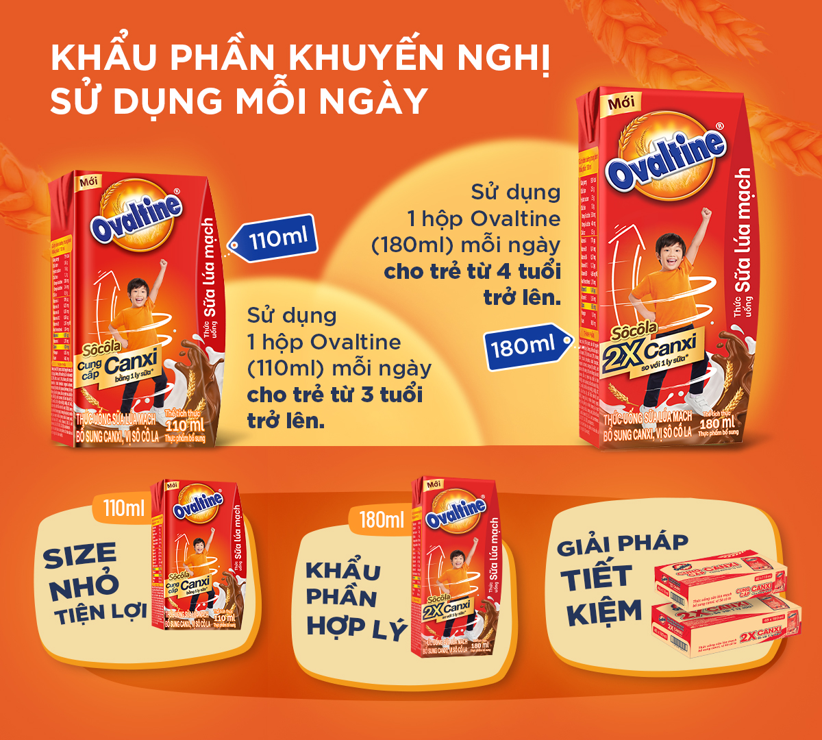 Thùng 48 hộp Thức uống lúa mạch thêm Canxi hương vị sô-cô-la Ovaltine ...