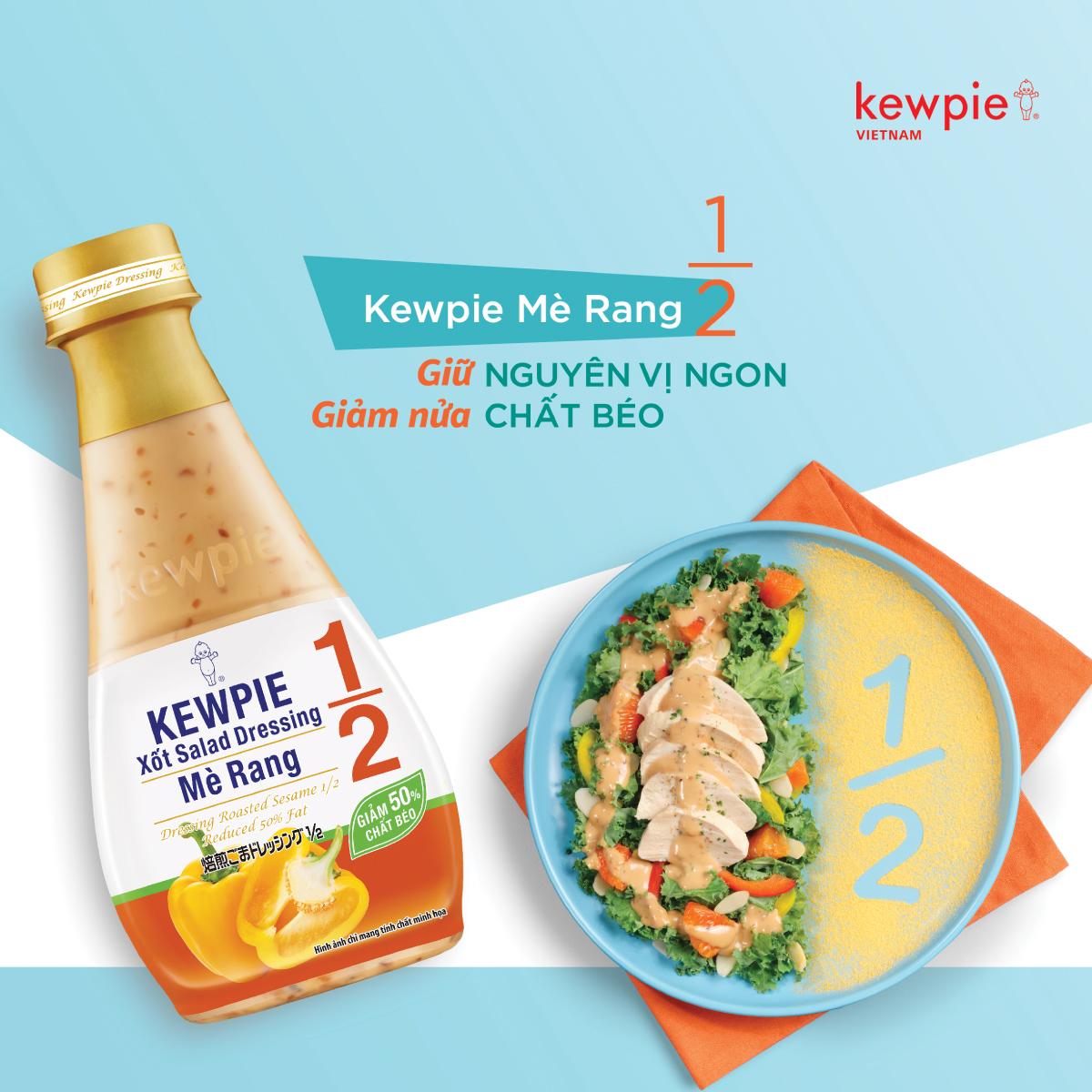 Combo 2 chai Xốt Salad Dressing Mè Rang 1/2 Giảm 50% Chất Béo Kewpie ...