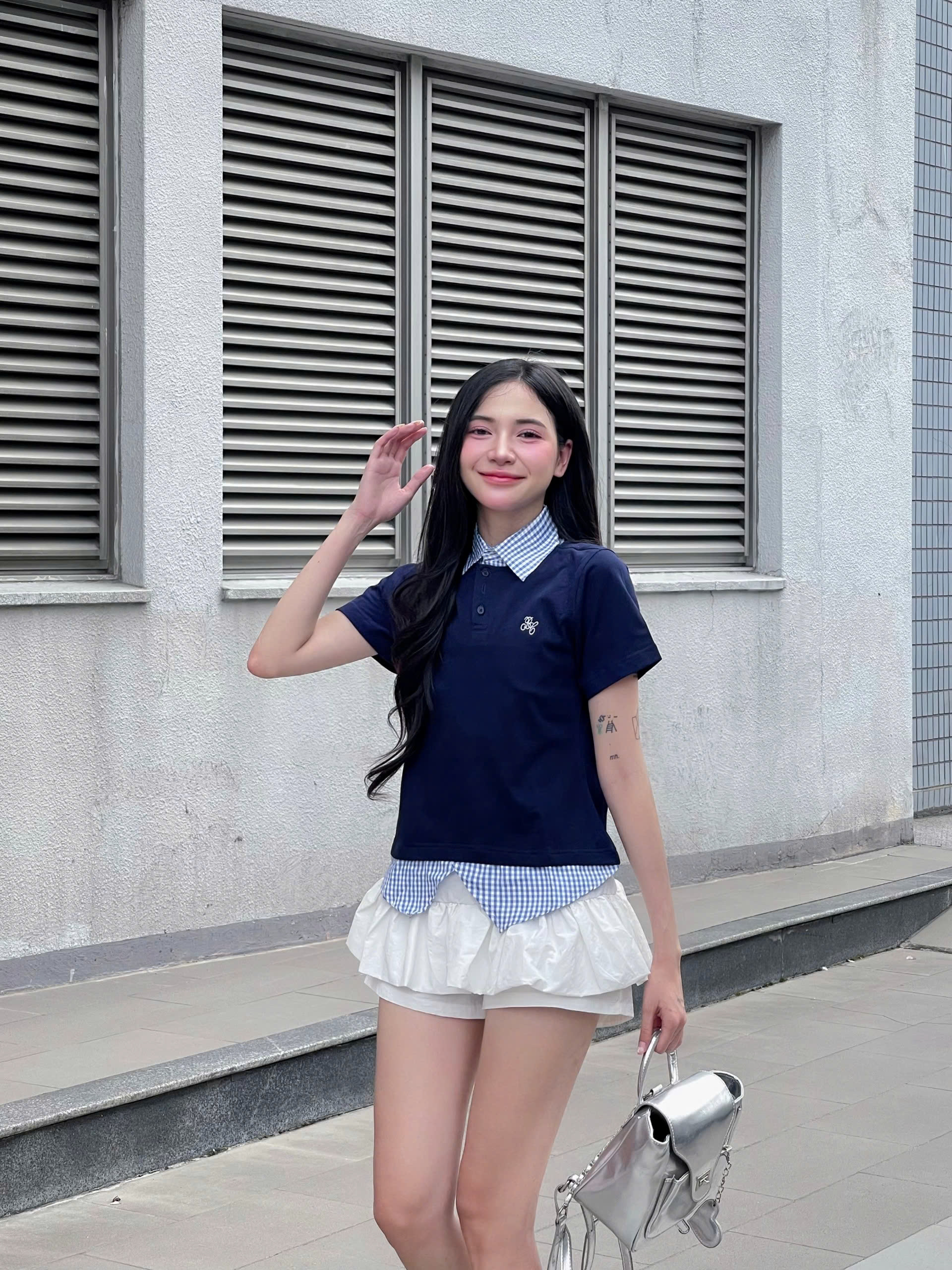 Áo Kiểu Nữ Phối Sơ Mi Caro 𝑩𝒚𝒄𝒂𝒎𝒄𝒂𝒎 Ngắn Tay Tôn Dáng Nữ Tính Hàn Quốc ...