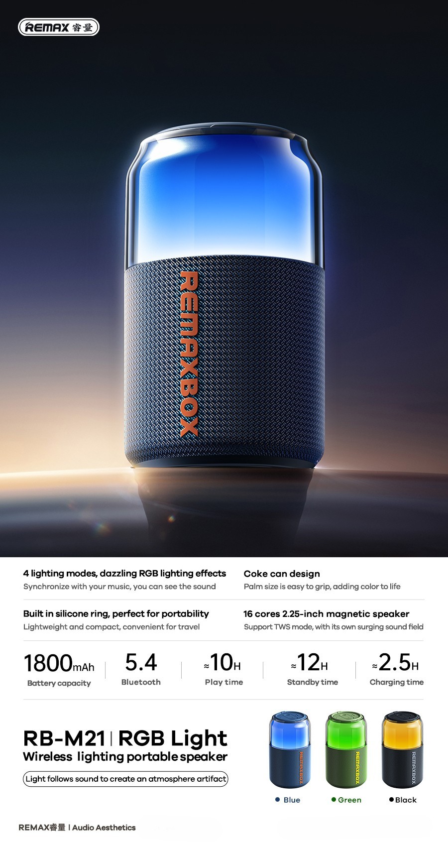 Loa Bluetooth REMAX Party Light Portable Wireless Speaker 5W RB-M21 ...