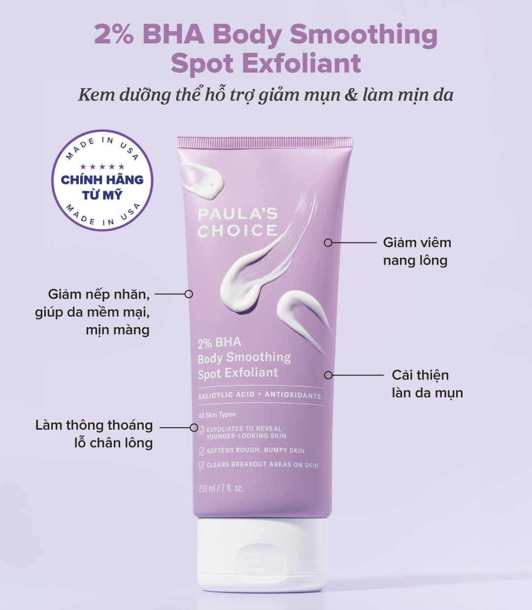 Kem dưỡng thể hỗ trợ giảm mụn và làm mịn da Paula's Choice 2% BHA Body ...