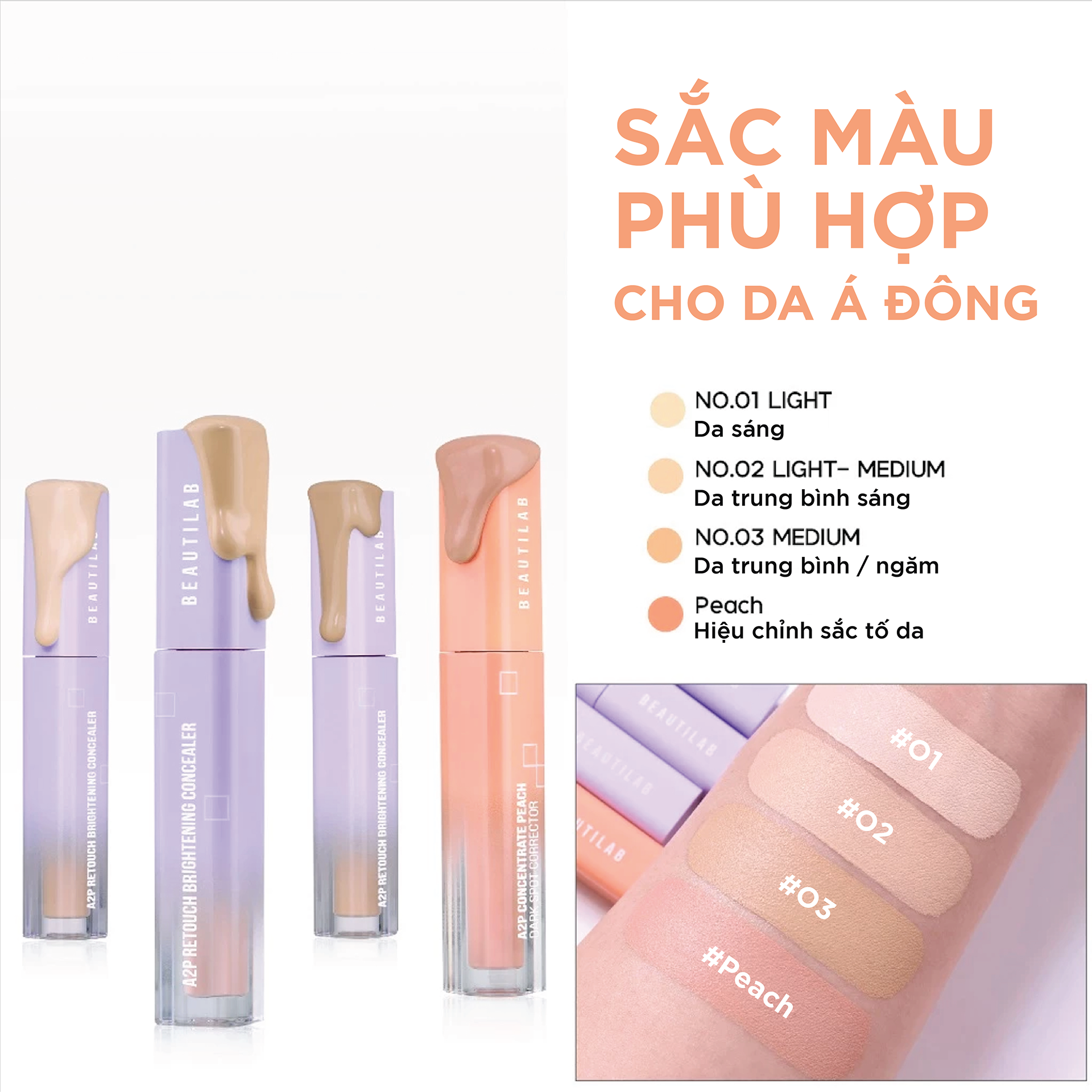 Kem che khuyết điểm & triệt sắc BEAUTILAB A2P Concentrate Peach Dark ...