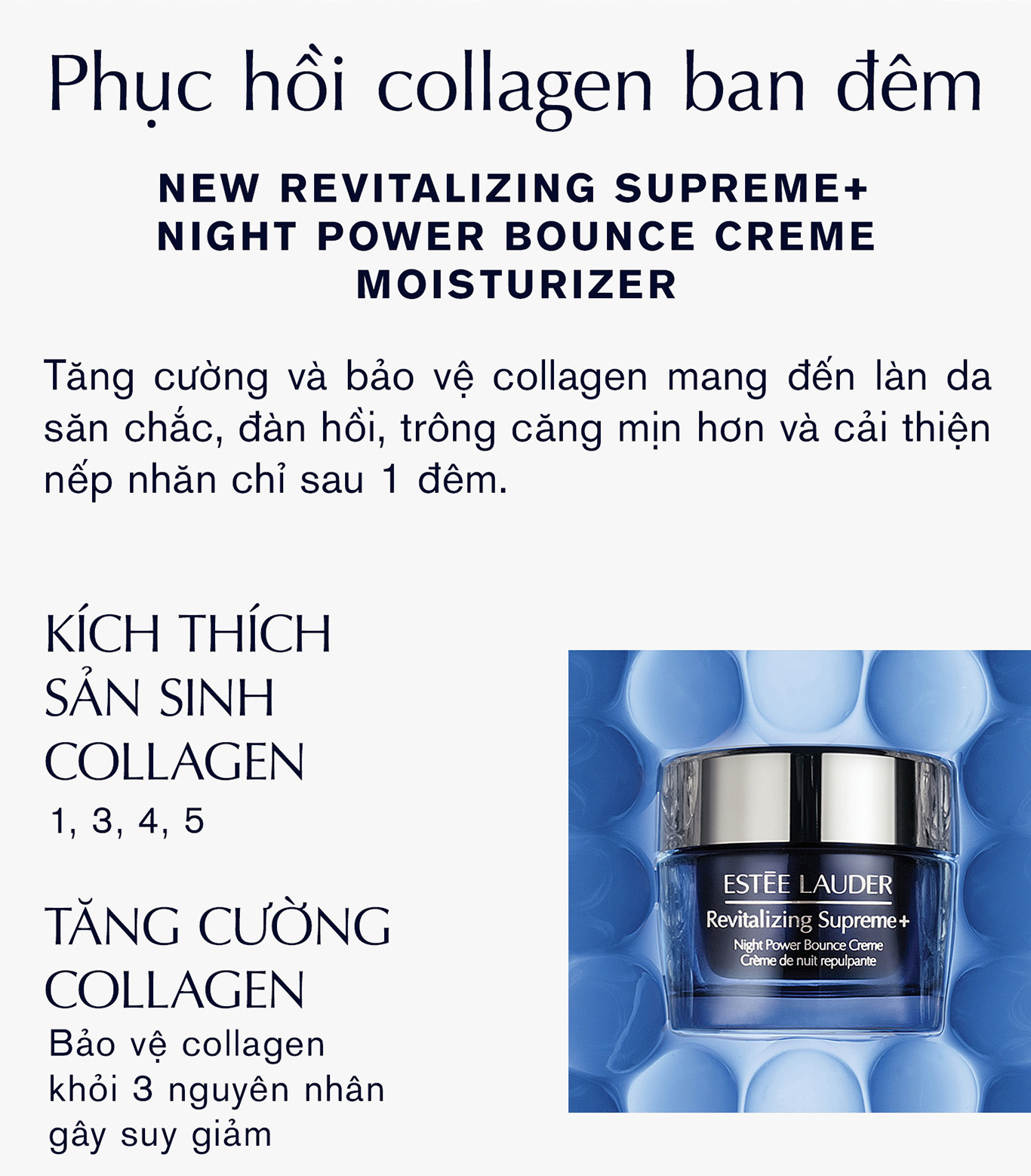 Kem dưỡng ẩm collagen phục hồi ban đêm Estee Lauder Revitalizing Supreme+ Night Power Bounce Creme 75ml