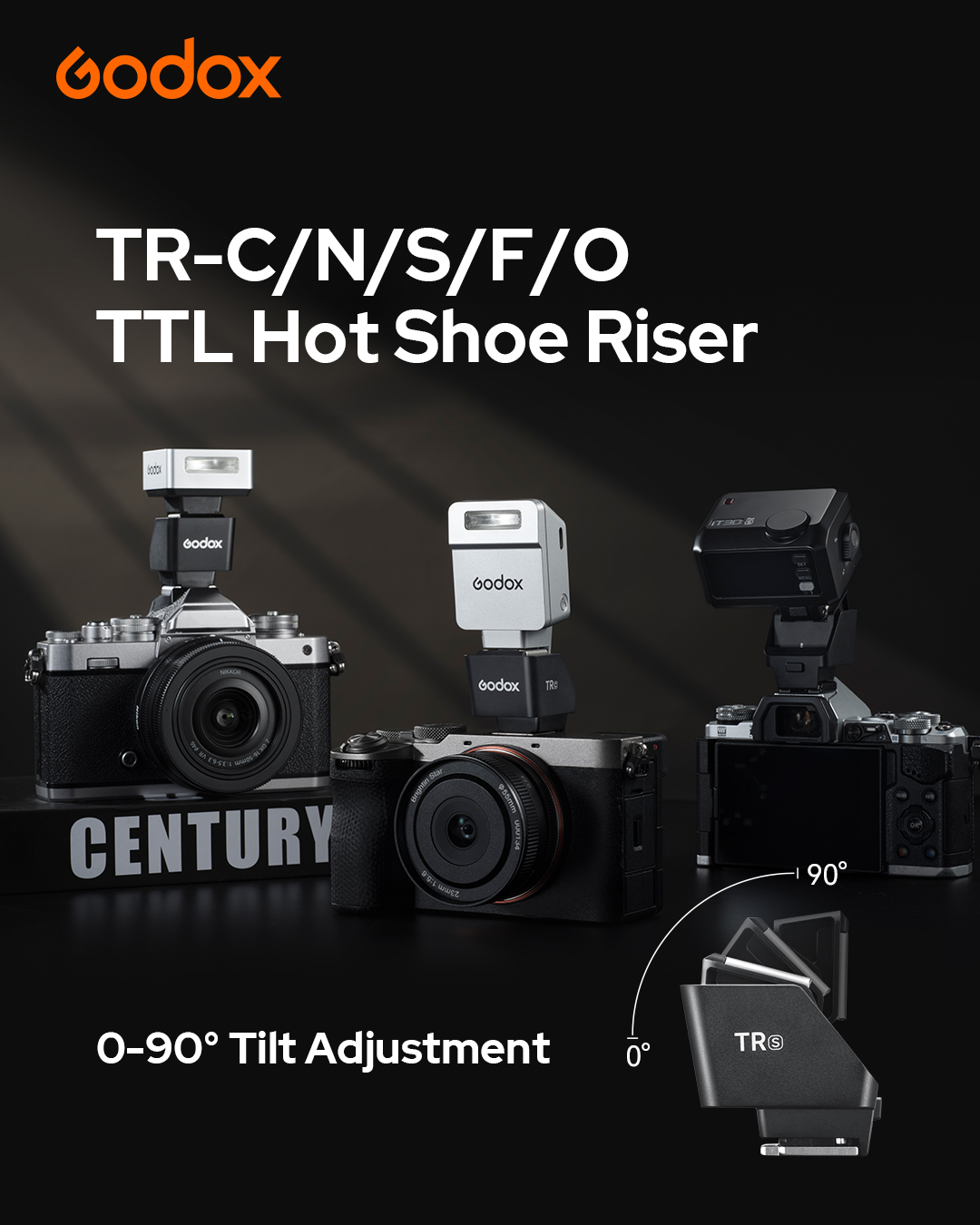 Đế gắn đèn Flash Godox TR TTL Hot Shoe Riser và Godox FS-R dành cho ...