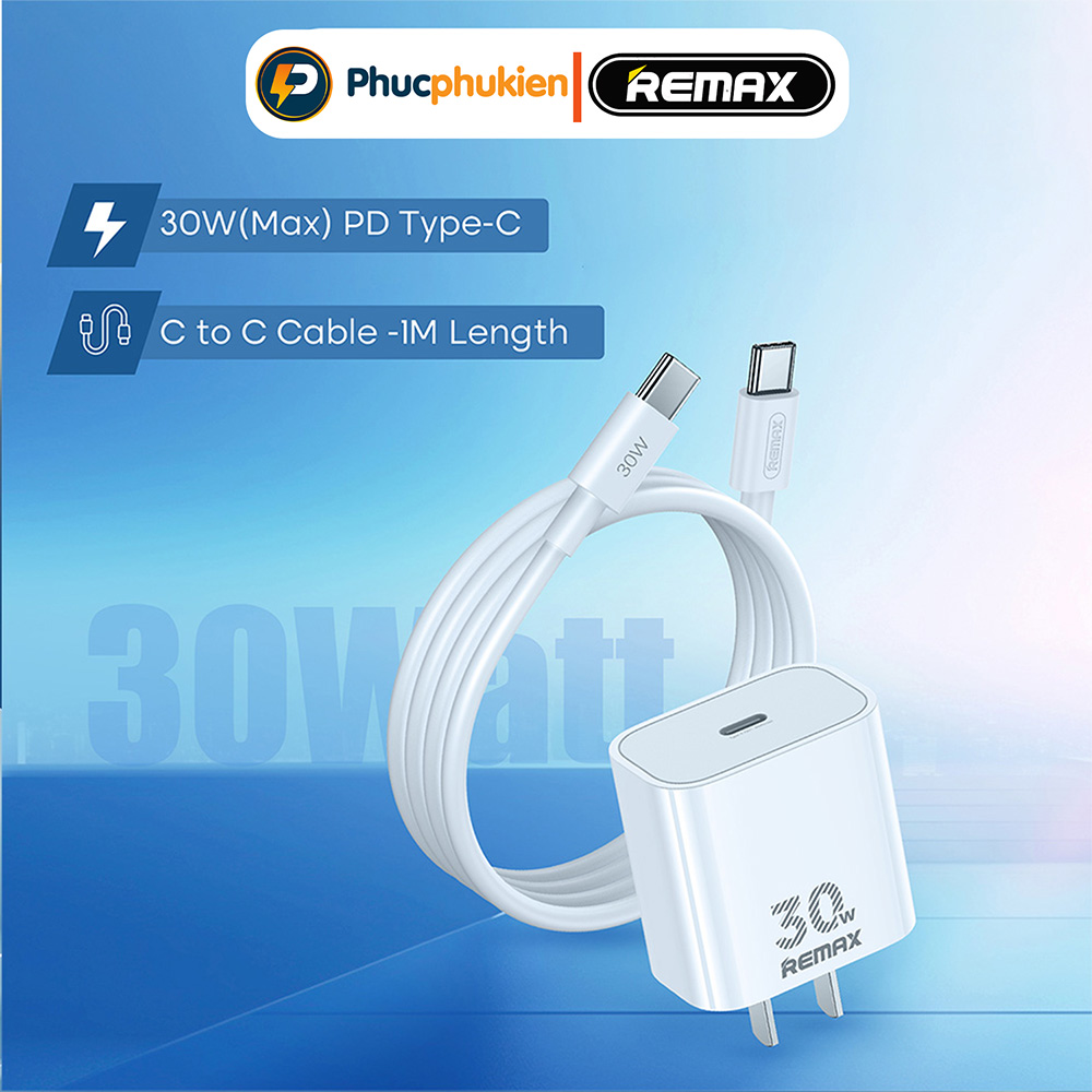 Remax U71 - Bộ sạc 30w gồm củ sạc + Dây type C to type C sạc nhanh 30w ...