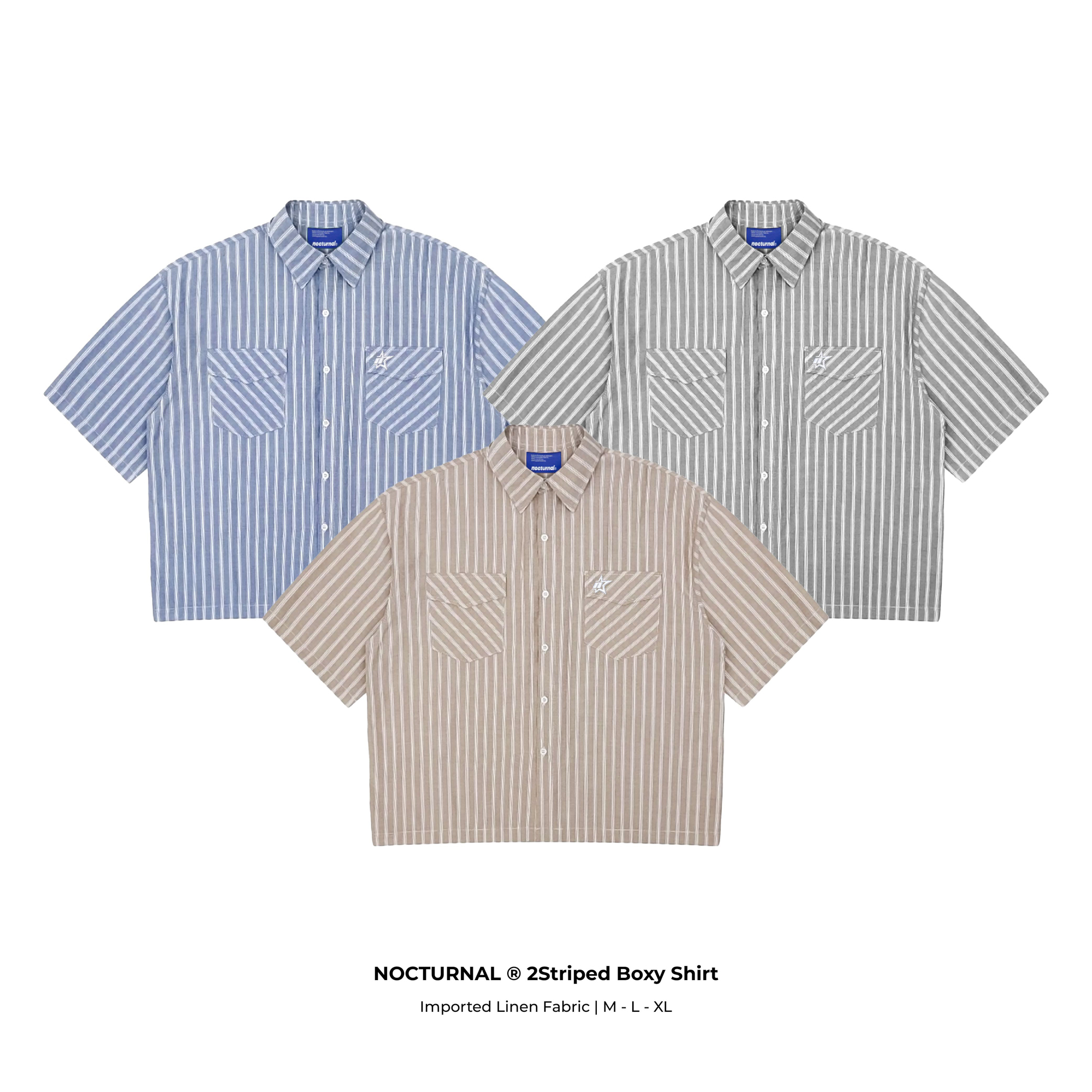 Áo Sơ Mi Form Boxy NOCTURNAL 2Striped Boxy Shirt Linen Nam Nữ Unisex ...