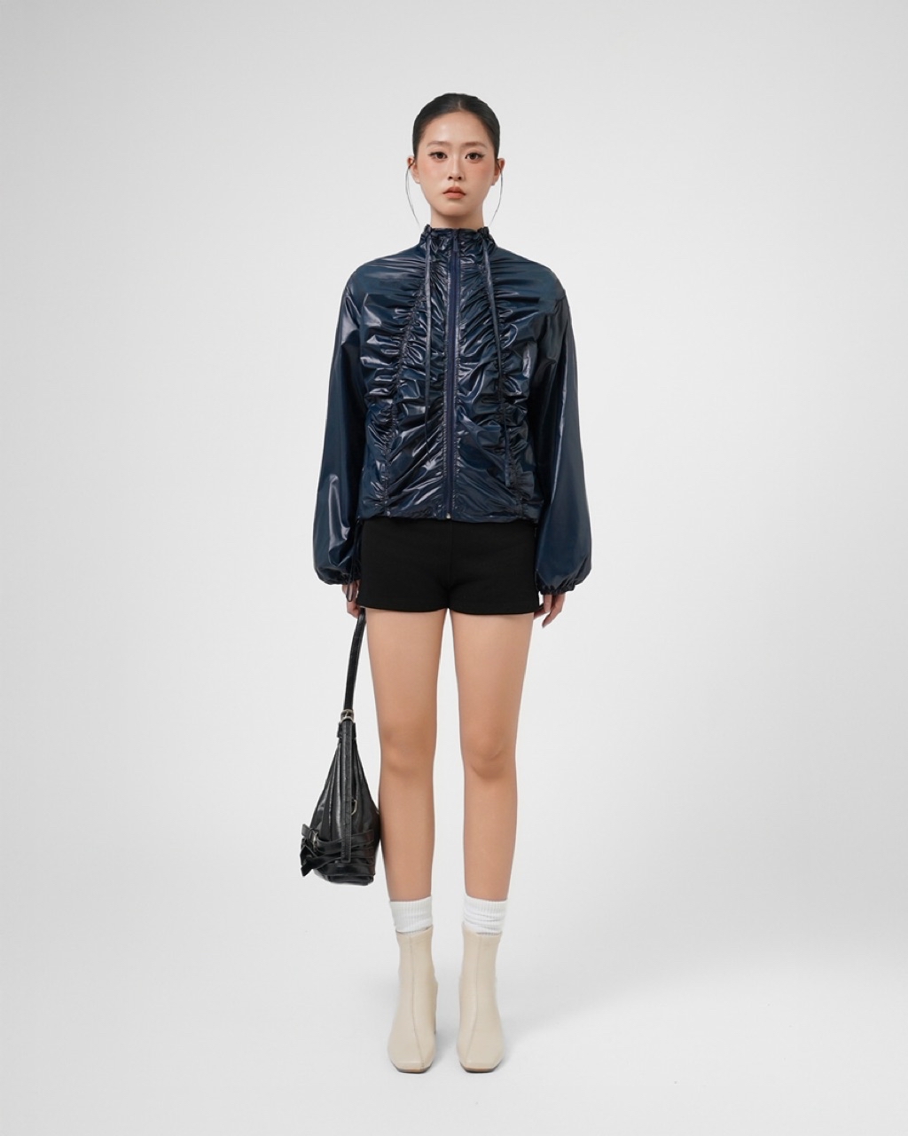 [FVNXYTHINGS x FELINE] Áo Khoác Dây Rút Chất Liệu Nylon Oil Màu Xanh ...