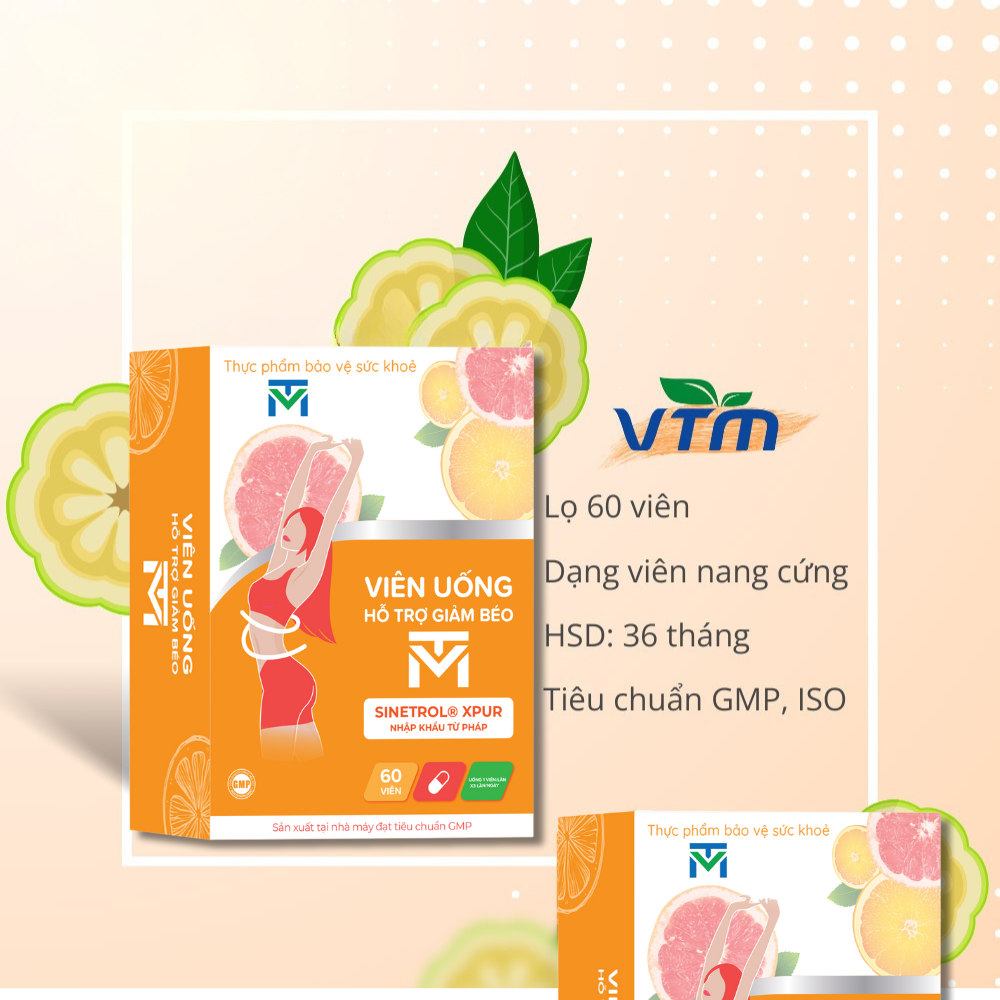 Viên uống hỗ trợ giảm béo VTM, hỗ trợ trong quá trình đốt mỡ giữ cơ ...