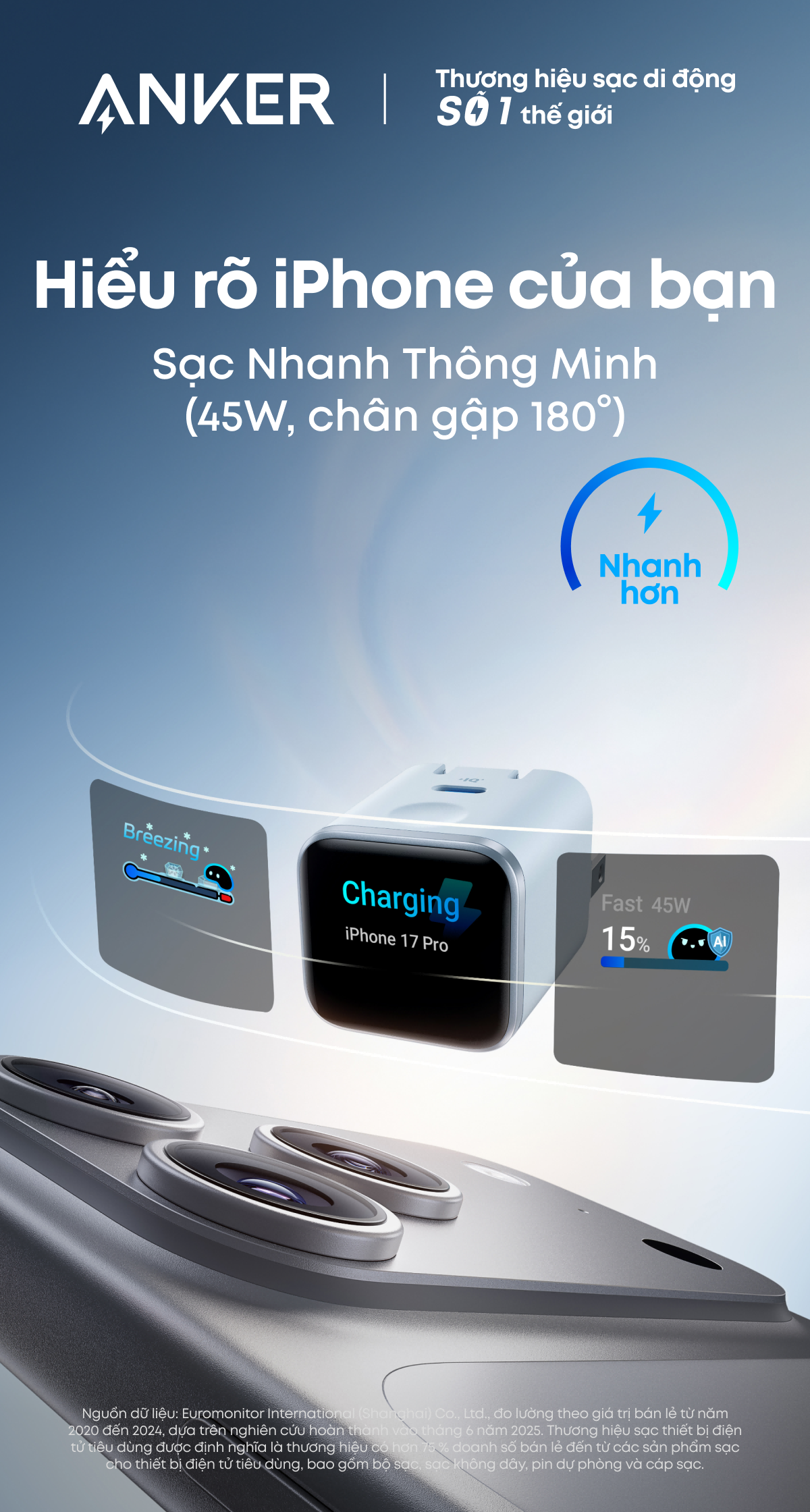 [Mới] Củ sạc nhanh Anker Nano Charger 45W, thiết kế chân gập, sạc nhanh iPhone Duo/18/17/16/Samsung – ảnh mô tả chi tiết 2