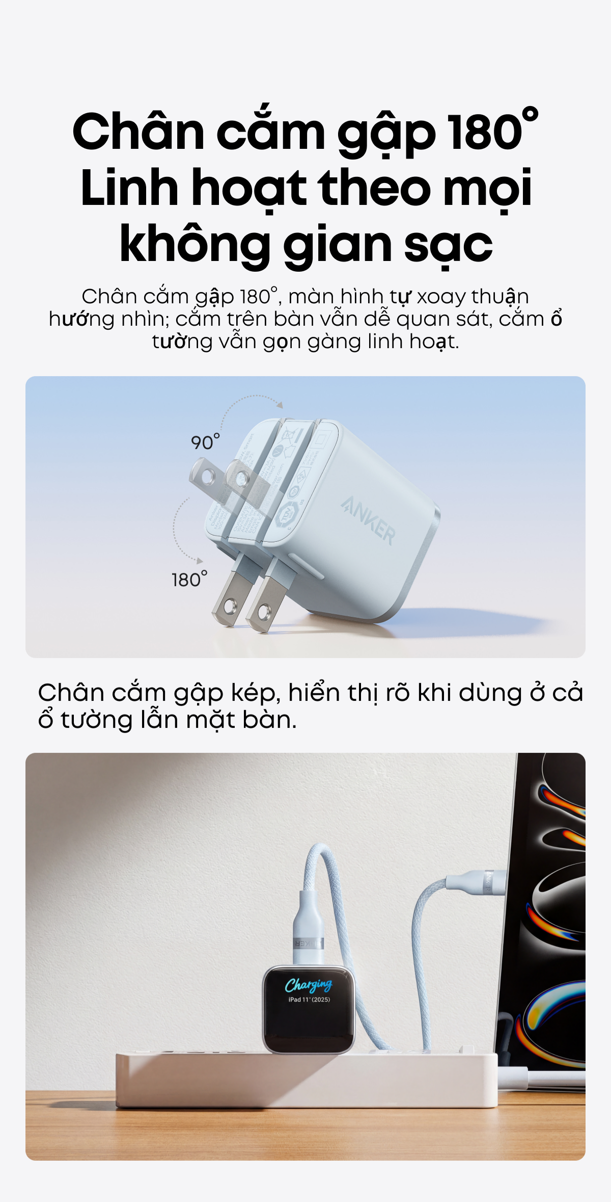 [Mới] Củ sạc nhanh Anker Nano Charger 45W, thiết kế chân gập, sạc nhanh iPhone Duo/18/17/16/Samsung – ảnh mô tả chi tiết 8