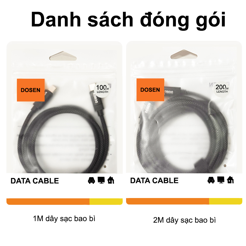 DOSEN PRO Dây cáp sạc nhanh PD 100W từ Type-C sang Type-C tiện dụng cho Macbook Pro Xiaomi Samsung – ảnh mô tả chi tiết 4