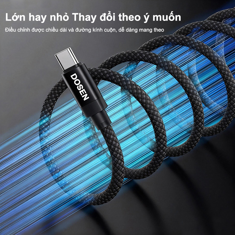 DOSEN PRO Dây cáp sạc nhanh PD 100W từ Type-C sang Type-C 6A tiện dụng cho Phone 15 Macbook Pro iPad Xiaomi Samsung – ảnh mô tả chi tiết 2