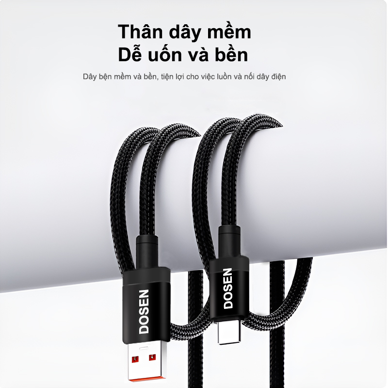 DOSEN PRO Cáp USB loại C 5A cho công nghệ sạc nhanh và sạc nhanh cho Huawei / Xiaomi – ảnh mô tả chi tiết 1