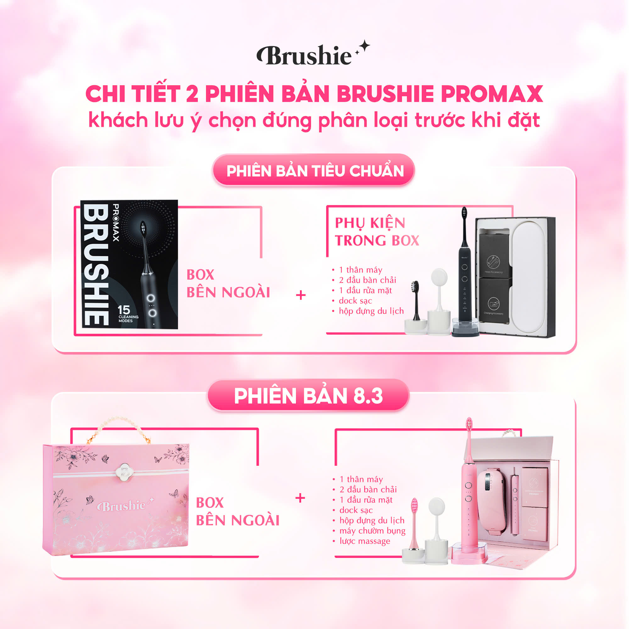 [GIÁ 799K TẠI LIVE SHOP] Bàn Chải Điện Brushie Promax Set quà tặng cho ...