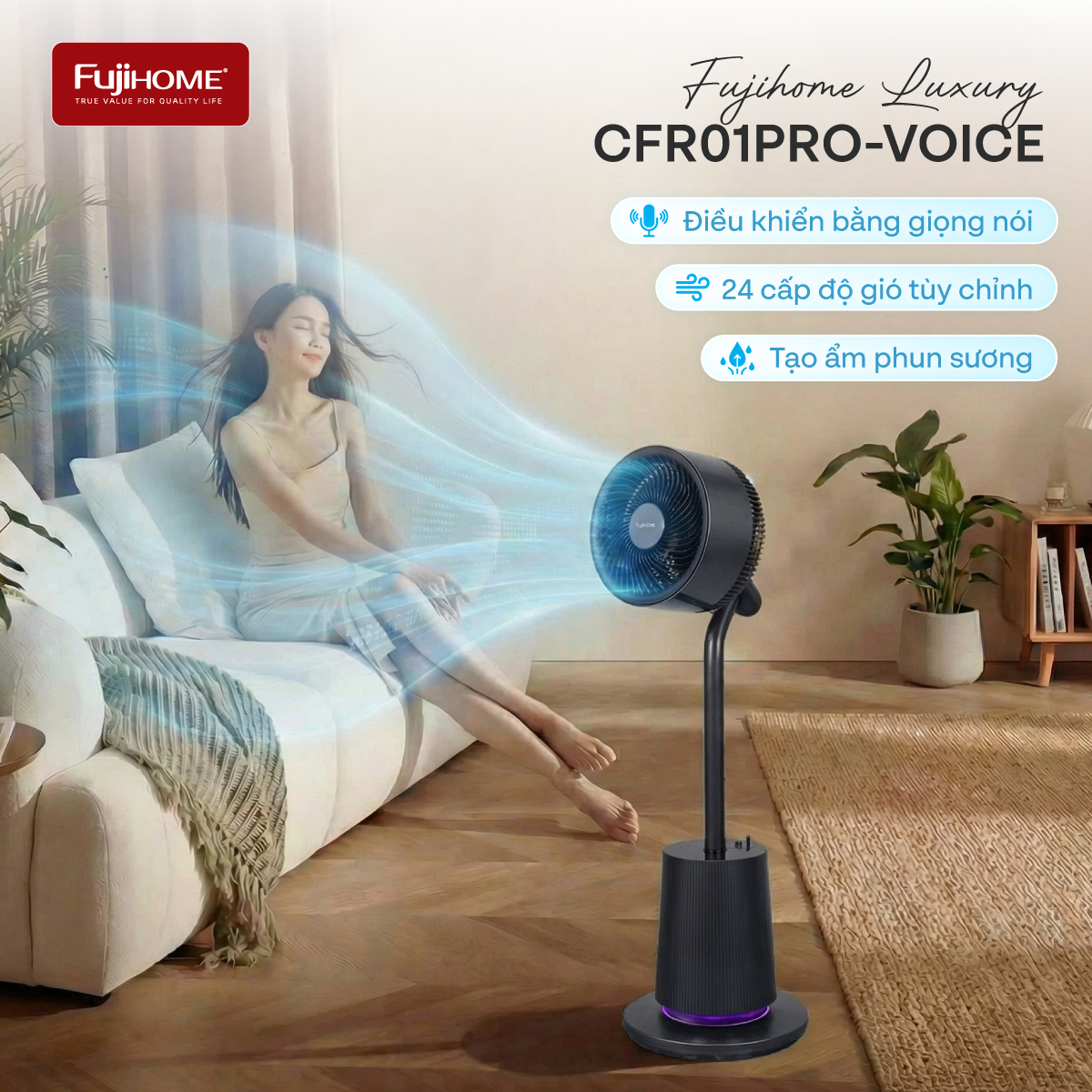 Quạt đối lưu không khí FUJIHOME LUXURY CFR01PRO-VOICE 