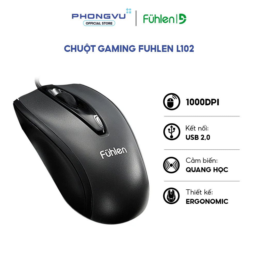 Chuột Gaming Fuhlen L102 - 1000 DPI - Cảm biến Quang học - Thiết kế ...