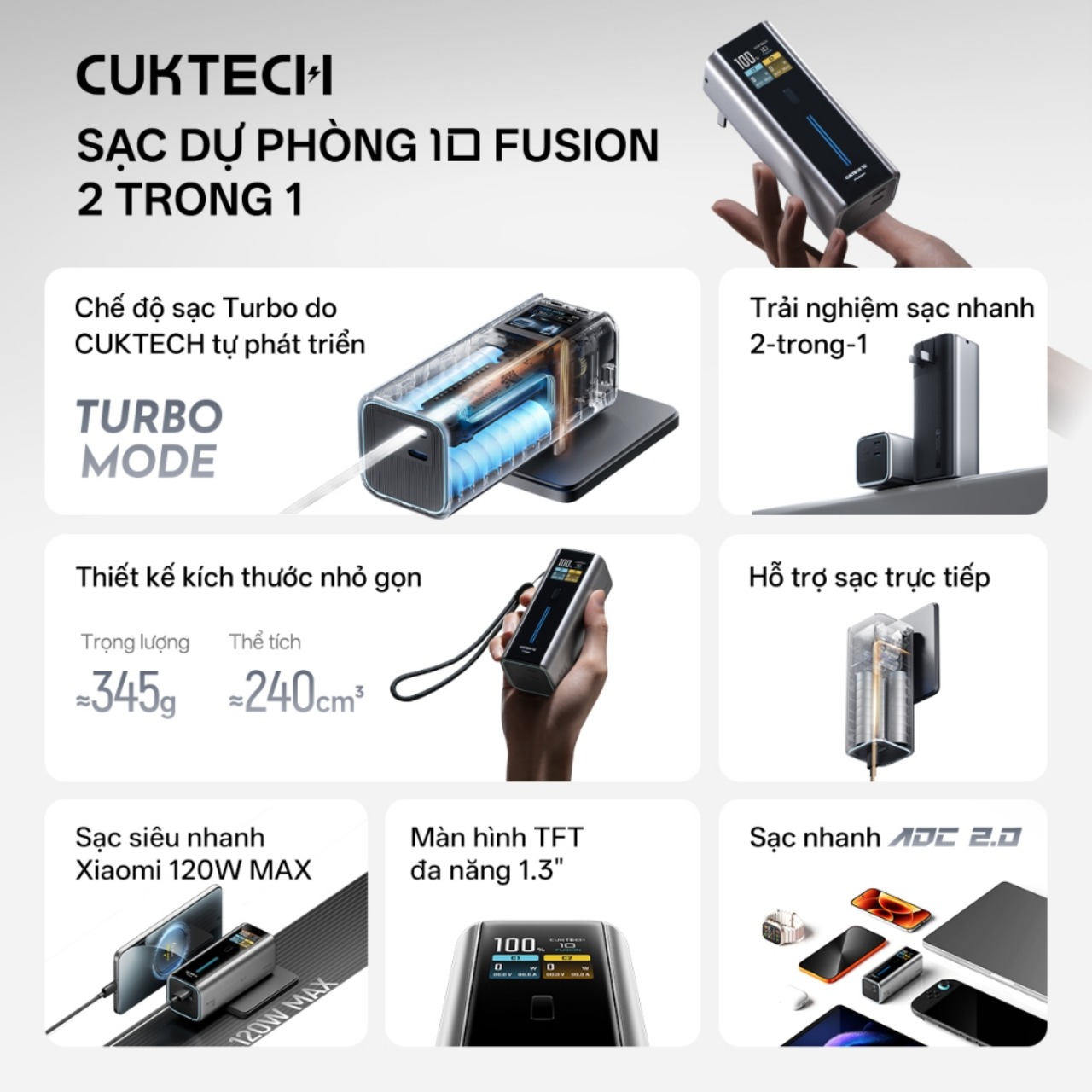Công nghệ GaN an toàn trên sạc dự phòng CUKTECH