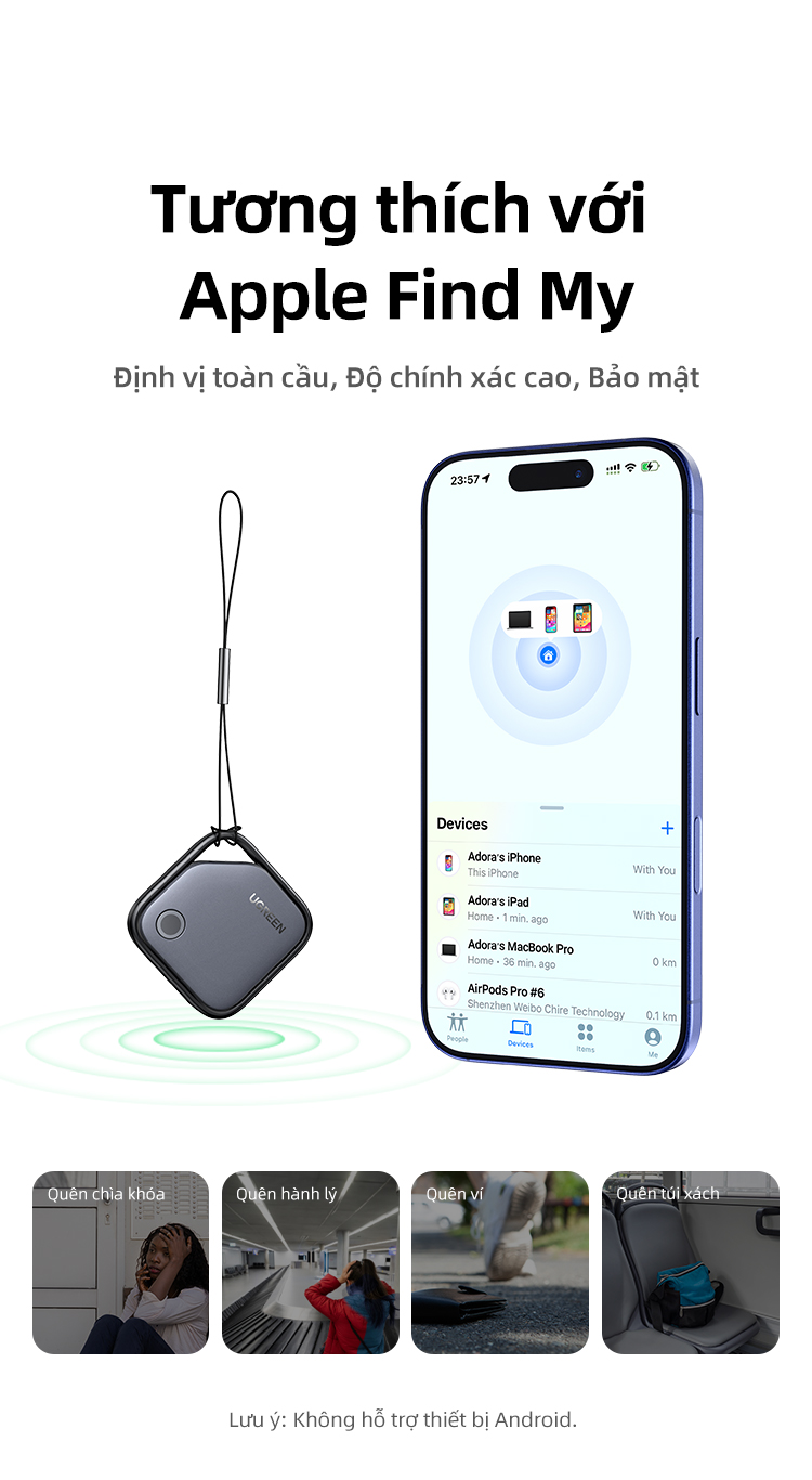 Ugreen Thẻ Thông Minh Định Vị Thông Minh Chống Mất Bluetooth5.0 Finder Airtag Theo Dõi Finder Định Vị cho iPhone 18 PM – ảnh mô tả chi tiết 3
