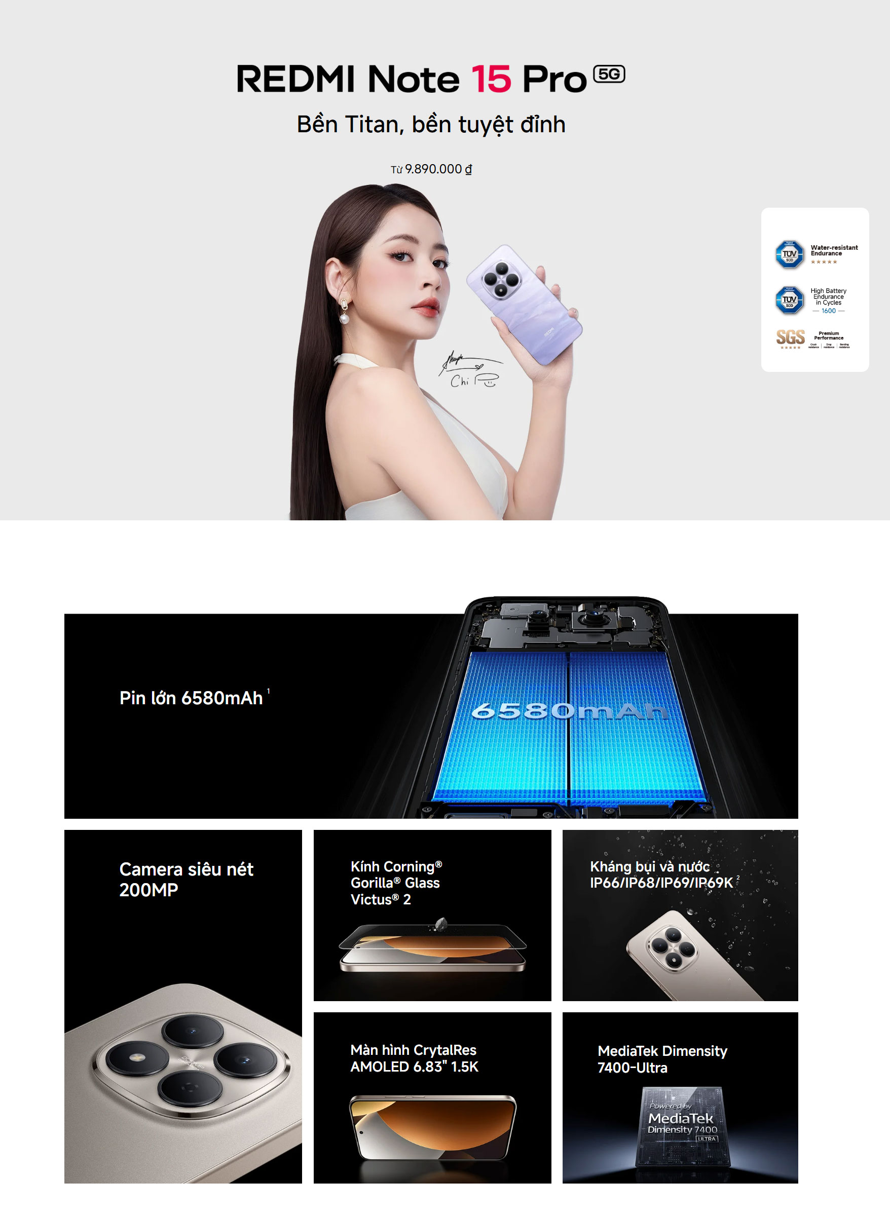 [HỎA TỐC] Điện Thoại Xiaomi Redmi Note 15 Pro 5G 8GB 256GB Chính Hãng BH 18 Tháng – ảnh mô tả chi tiết 1