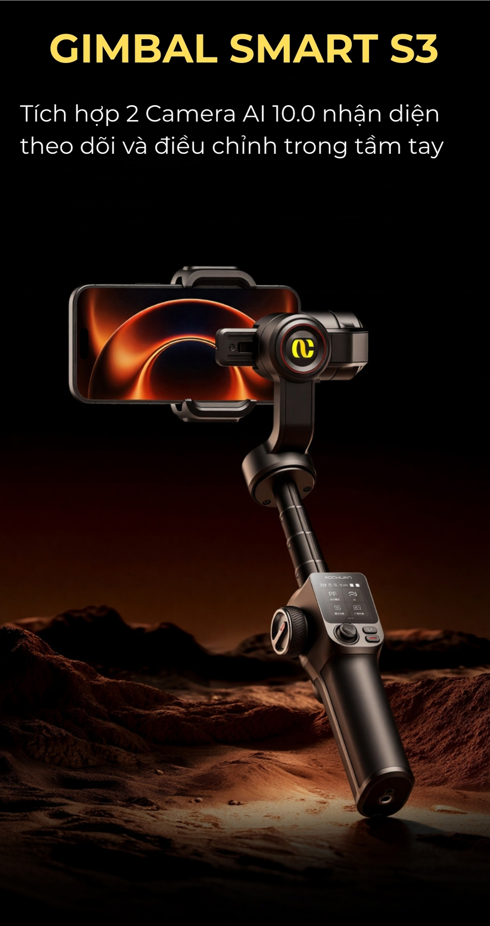 Gimbal điện thoại chống rung nâng câp 2026 Aochuan SMART S3, gimbal 360 ...