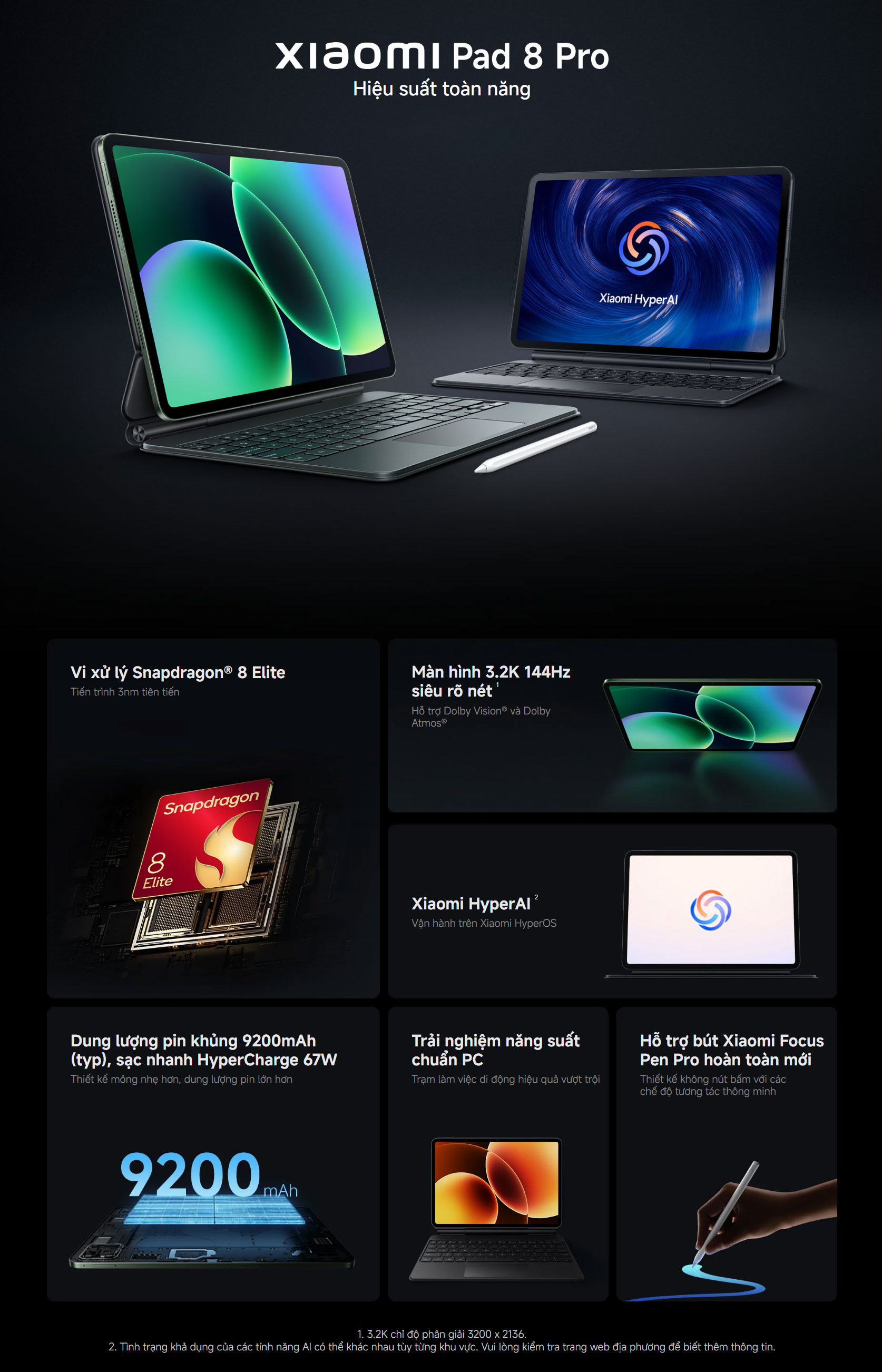 Máy Tính Bảng Xiaomi Pad 8 Pro 8+128 | 8+256 | 12+512 Chính Hãng | Bảo Hành 18 Tháng – ảnh mô tả chi tiết 1