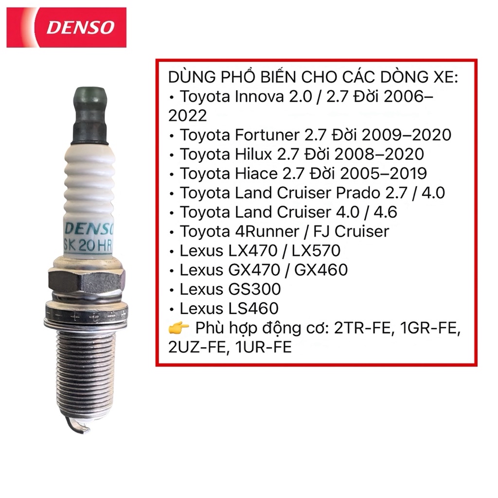 Bugi Denso SK20HR11 Iridium Dùng Cho Xpander, Innova, Fortuner, Hilux ...