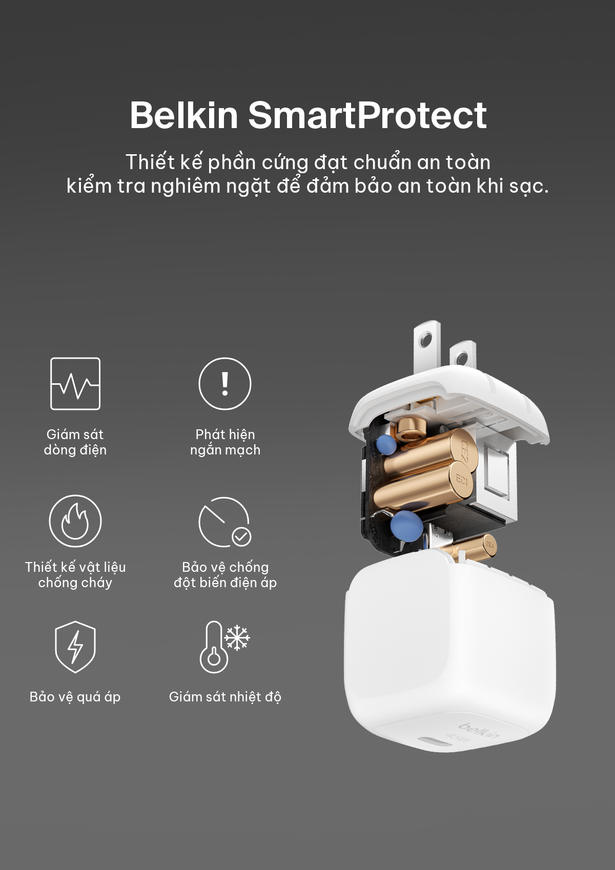 Củ sạc nhanh Belkin 45W USB-C PD 3.2 PPS nhỏ gọn 1 cổng tương thích iPhone 17/18 iPad MacBook Air BH chính hãng 2 năm – ảnh mô tả chi tiết 5