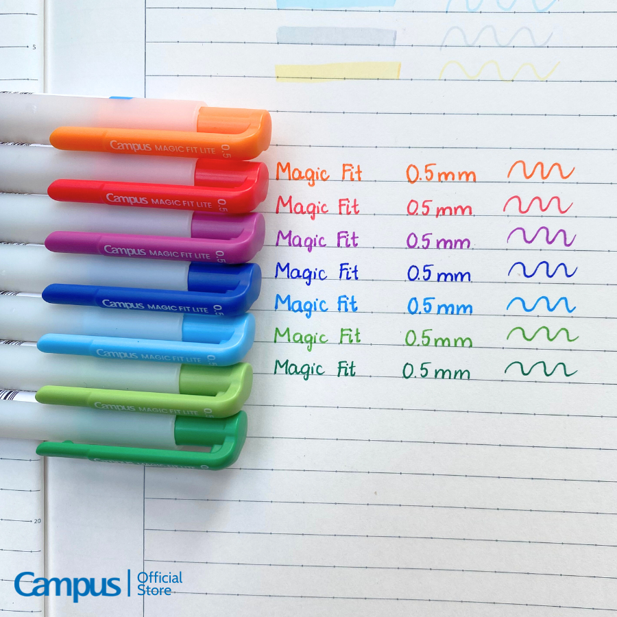 Hộp 10 Bút Gel Campus MAGIC FIT LITE Ngòi 0.5mm Phong Cách Nhật 9 Màu ...
