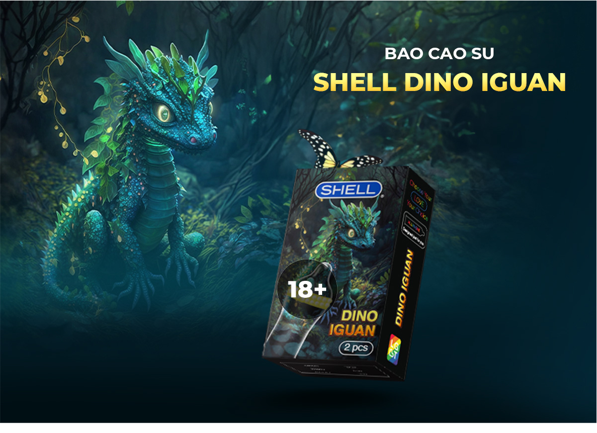 Bao Cao Su Shell Dino Iguan - 1 Bao Bi + 1 Bao Shell Performax (Hộp 2 ...