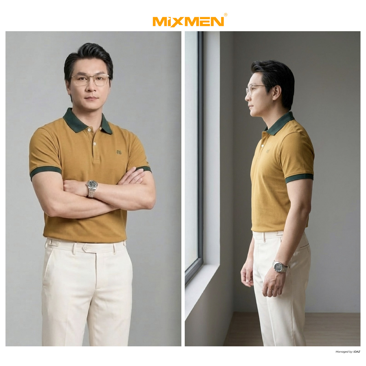người mẫu mặc Áo polo nam Mixmen Y&G