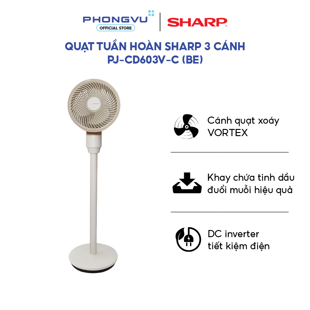 Quạt tuần hoàn Sharp PJ-CD603V-C - Cánh xoáy Vortex - Kháng khuẩn SIAA ...