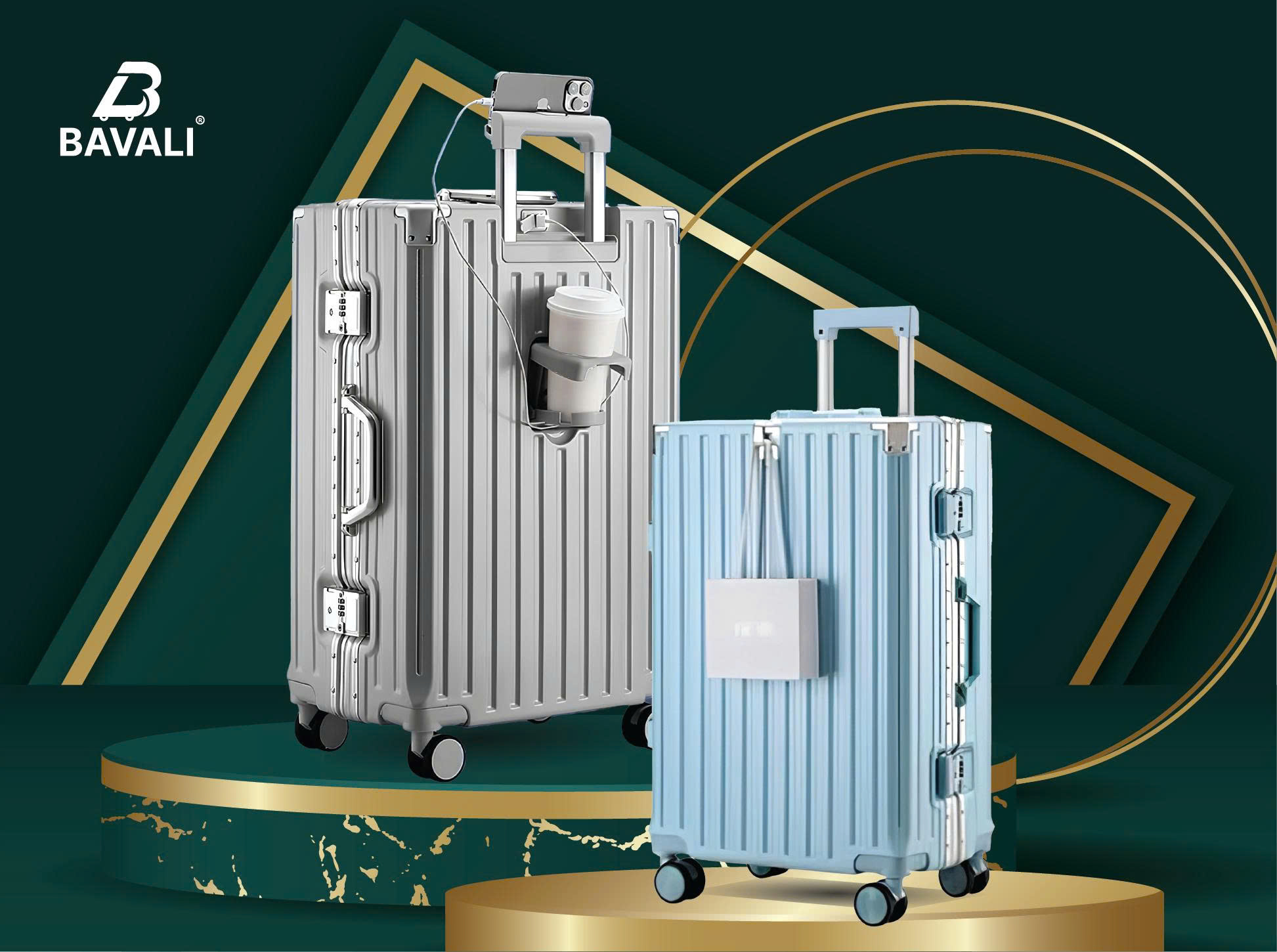 Vali Khung Nhôm Khóa Sập Bavali 9034 Size 20/24/28 Cao Cấp Chống Rạch ...