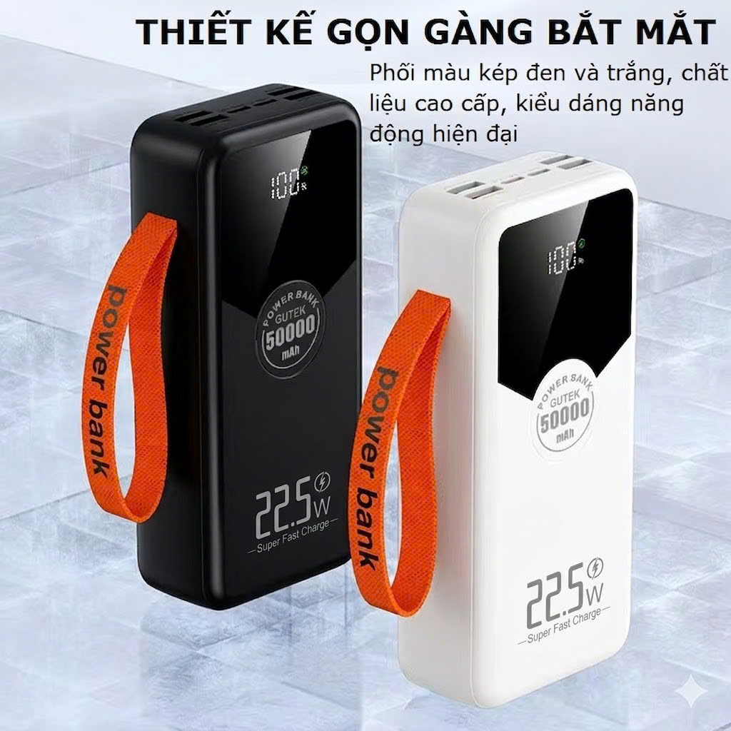 Sạc dự phòng 50000mAh sạc nhanh 22,5w dung lượng pin lớn có dây cắm nhiều điện thoại - Gutek GT230 – ảnh mô tả chi tiết 1