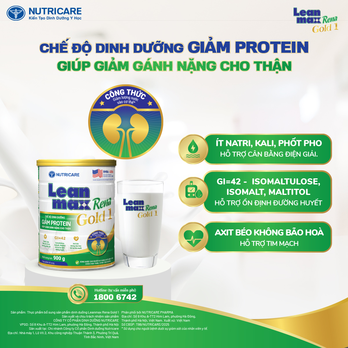 Thực phẩm bổ sung Sản phẩm dinh dưỡng Leanmax Rena Gold 1 900g - Dinh ...
