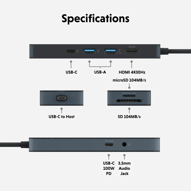 Cổng Chuyển HyperDrive (USA) Flex USB-C Hub 5/8 Ports, Màu Đen | Shopee ...