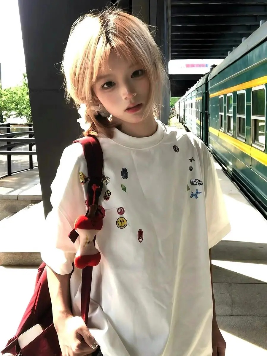 Áo Thun Nam Nữ Unisex Tay Lỡ Sticker Pack Black, Áo Phông Form Rộng ...