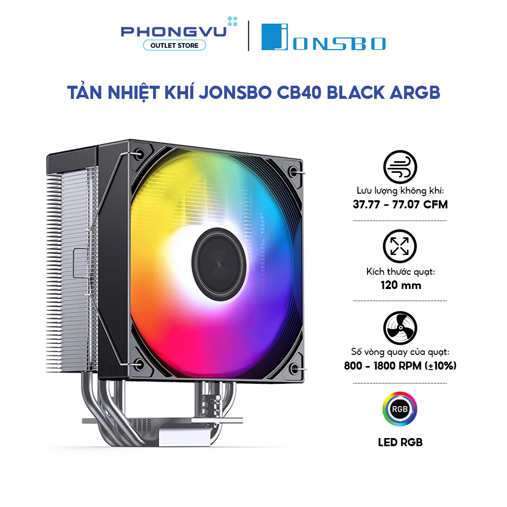 Tản nhiệt khí Jonsbo CB40 Black ARGB - 4 ống đồng - Socket Intel/AMD ...