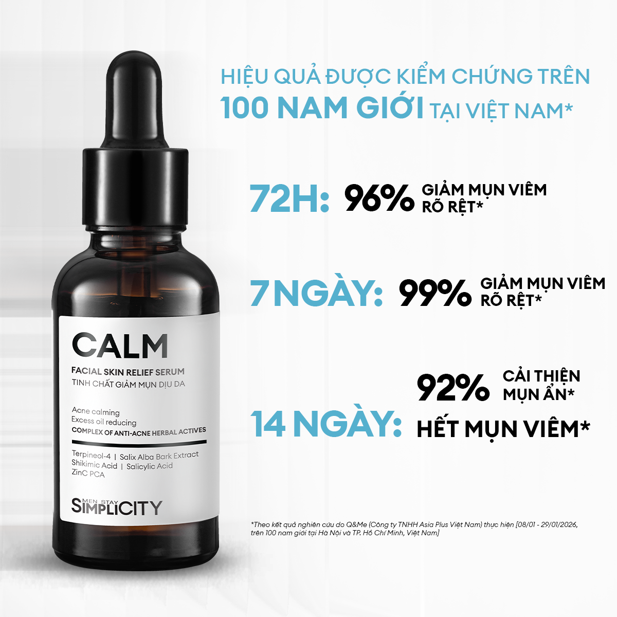 Combo Acne Duo giảm mụn sưng viêm cho nam Men Stay Simplicity: Sữa rửa mặt 100g và Serum Calm 30ml