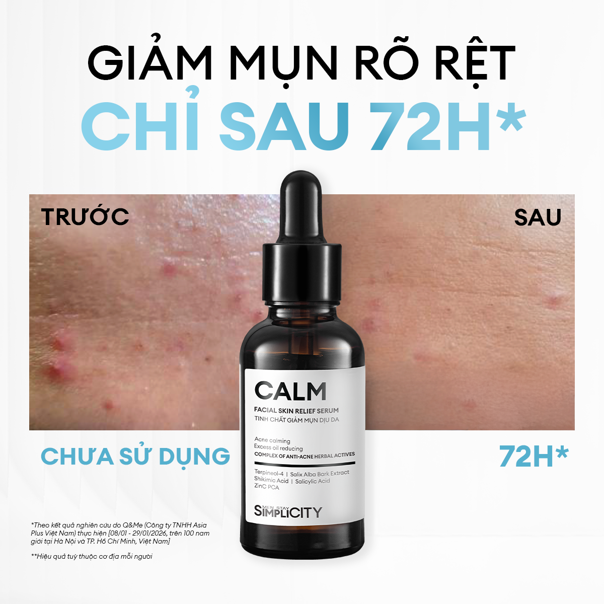 Combo Acne Duo giảm mụn sưng viêm cho nam Men Stay Simplicity: Sữa rửa mặt 100g và Serum Calm 30ml