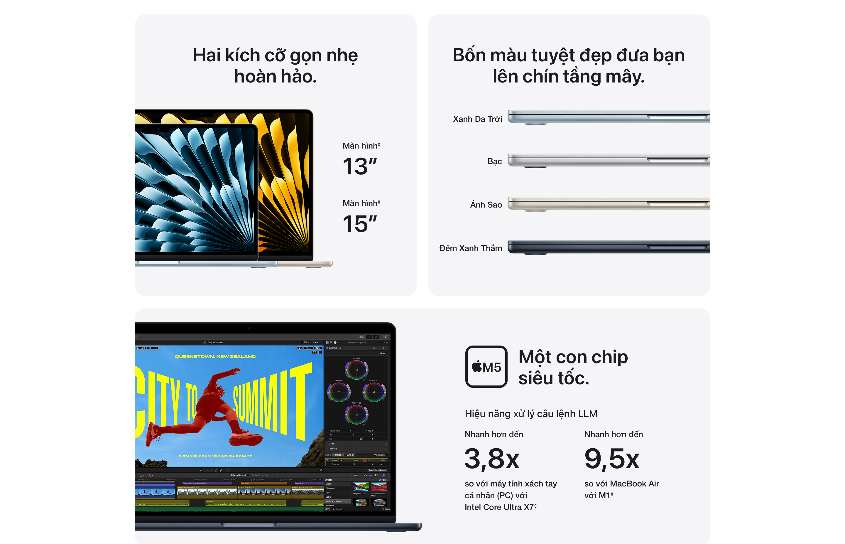Máy tính xách tay Apple MacBook Air 13.6 inch, M5, 16GB ram, 10-core CPU, 8-core GPU, 512GB, sạc 30W